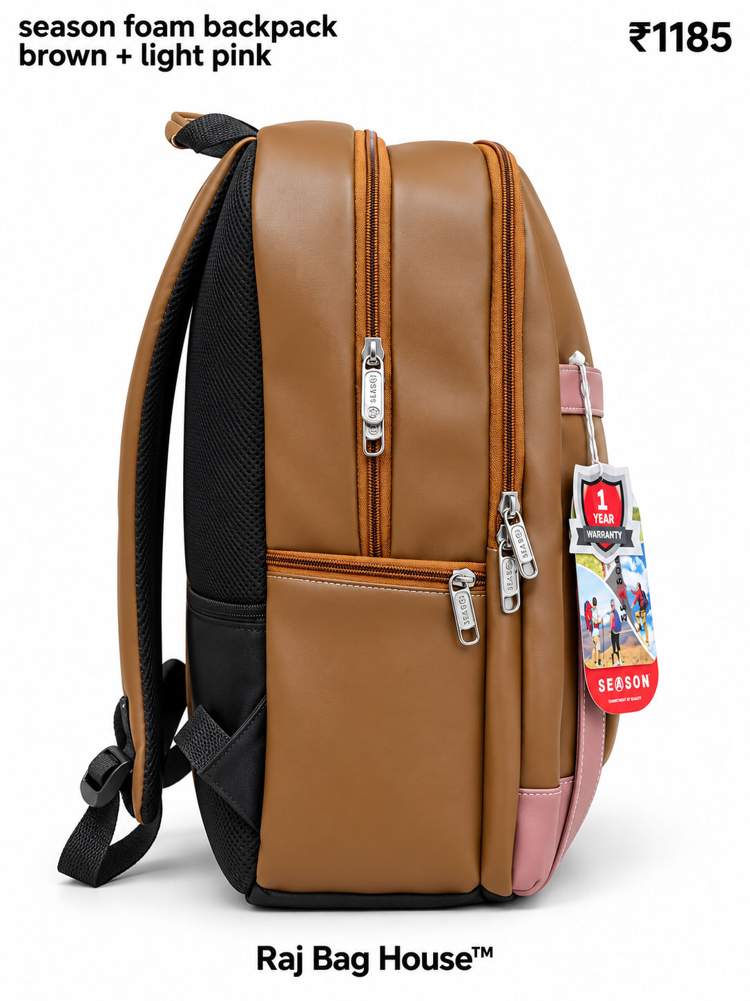 Season Foam Backpack 5008 – Brown / Light Pink 2