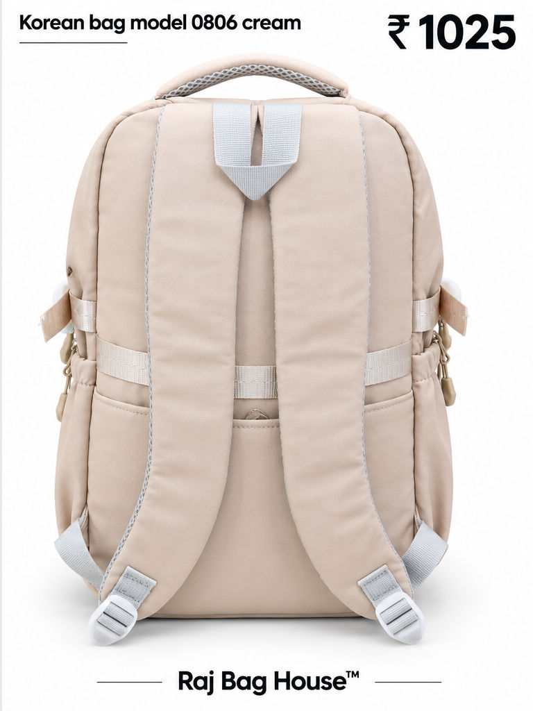 Imported Koreanbag 0806 Large Backpack – Cream 3