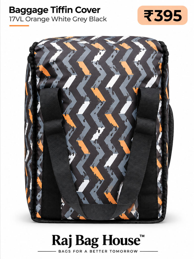 Baggage Tiffin Cover TU17(L) – Black / Orange / White Print 4