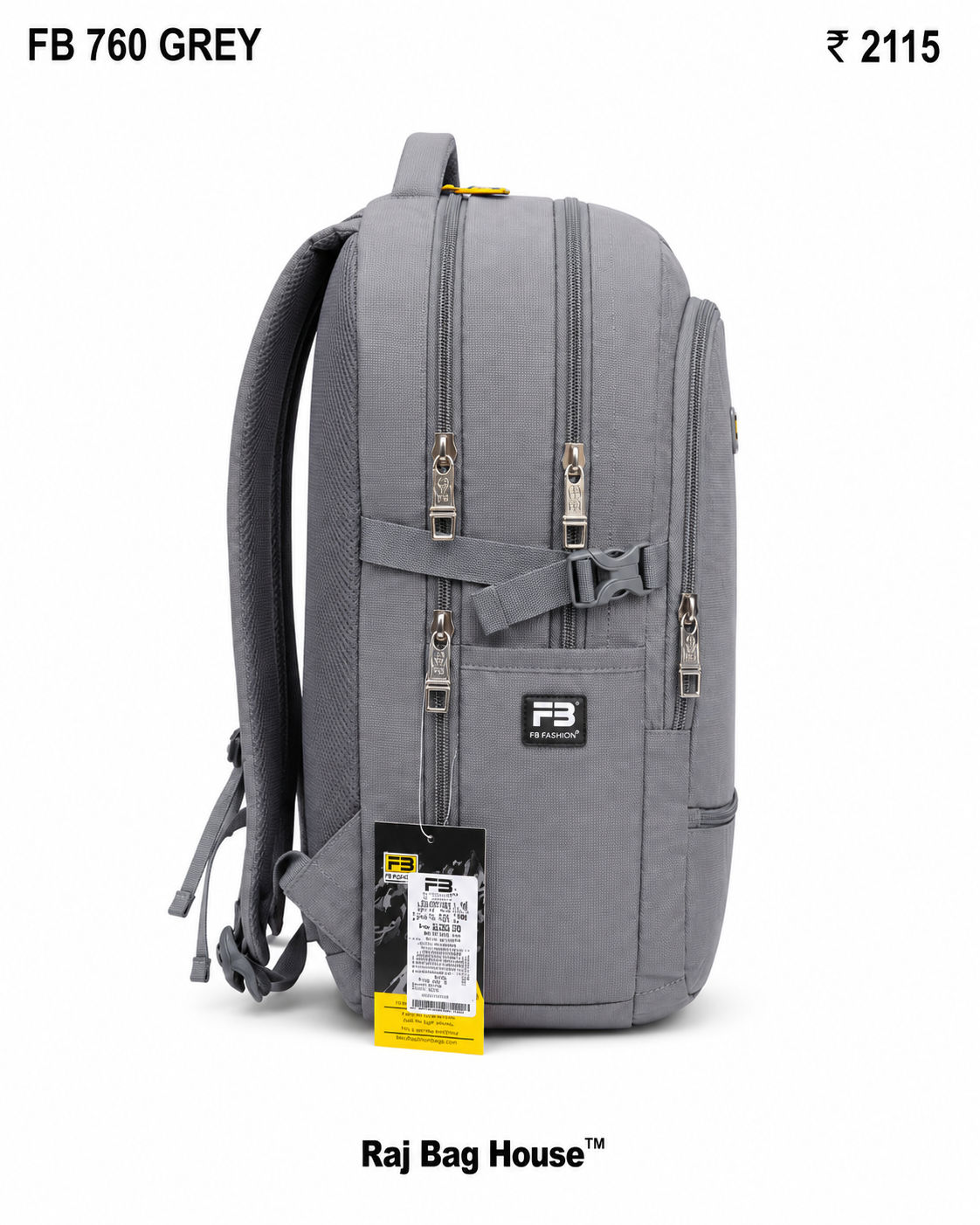 FB Fashion 760 Large Backpack – Grey 2
