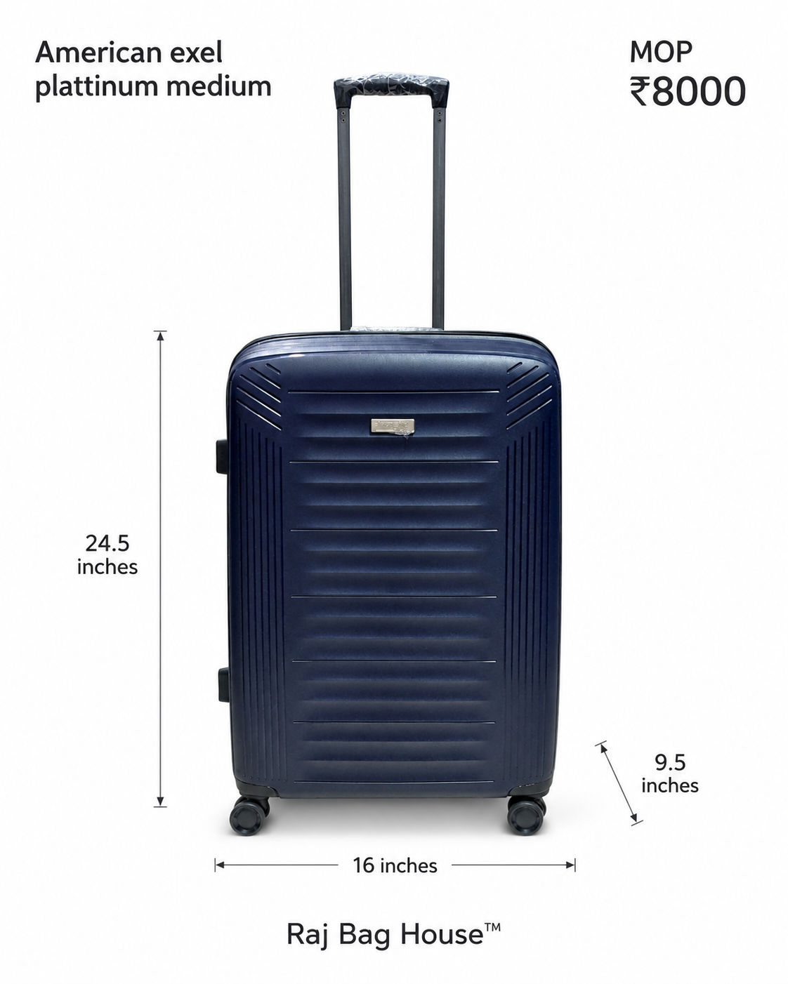 American Exel American Exel Platinum Medium Trolley Bag – Navy Blue 2