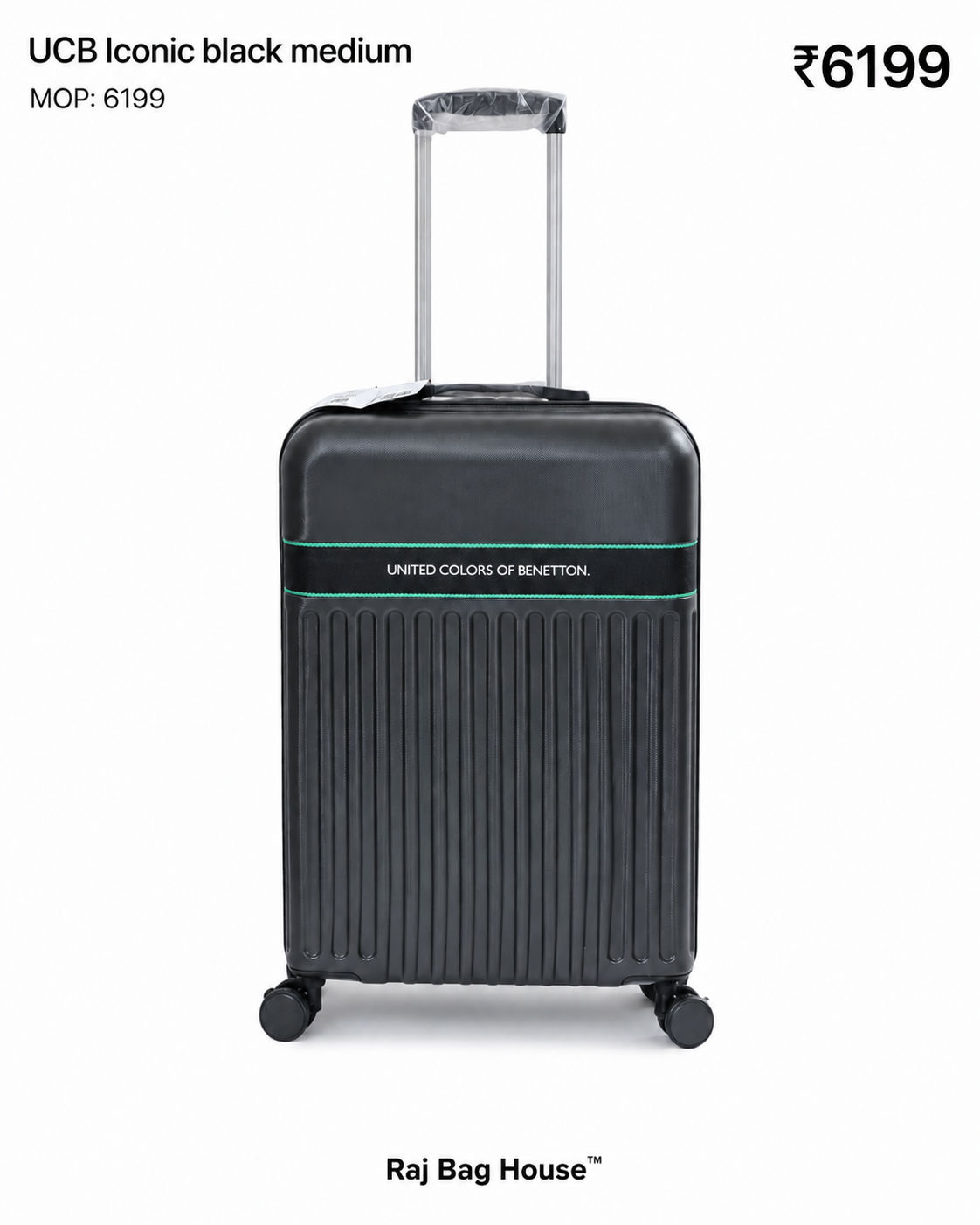 United Colors Of Benetton UCB Iconic Medium Trolley Bag – Black