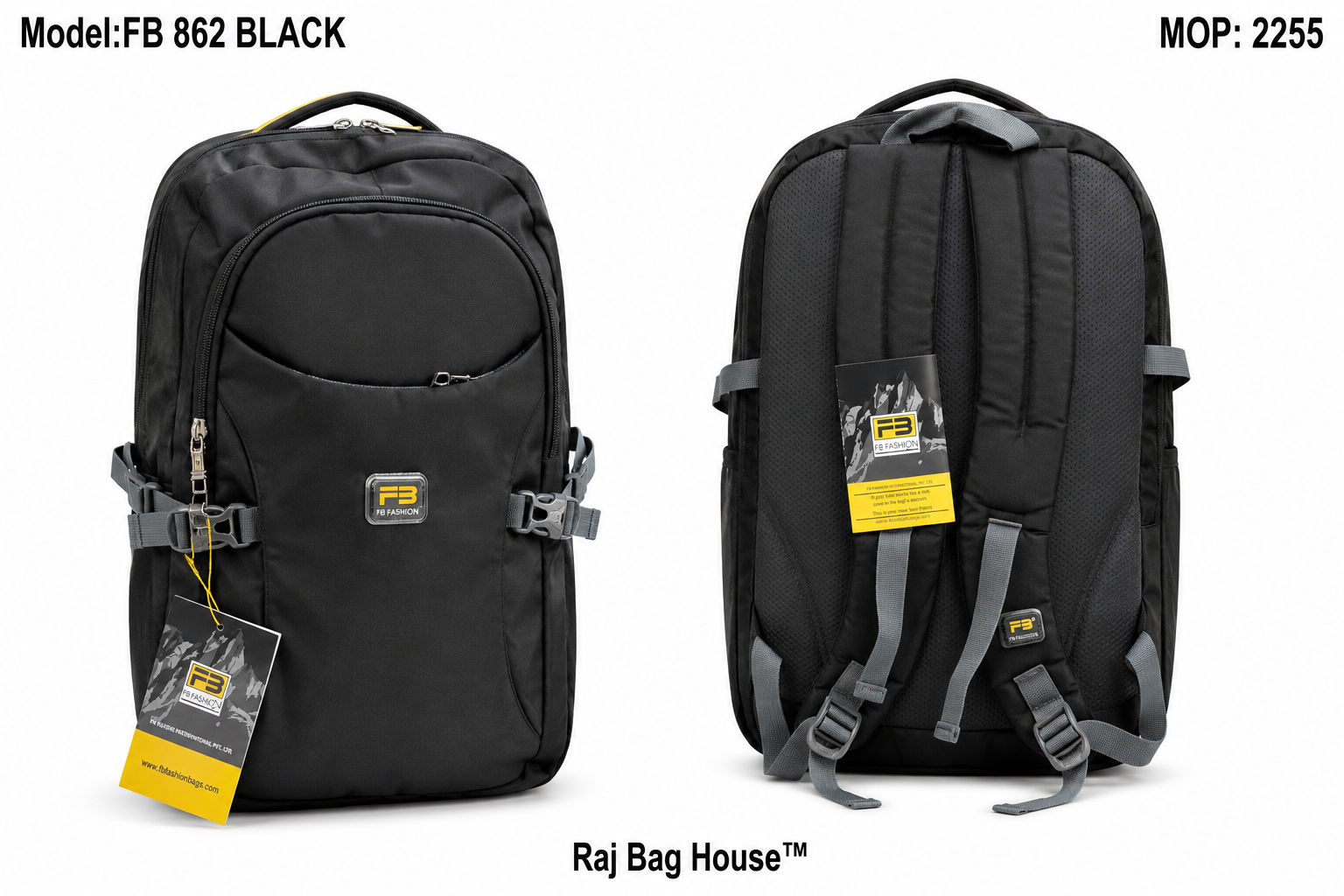 FB Fashion 762 Large Backpack – Black 2