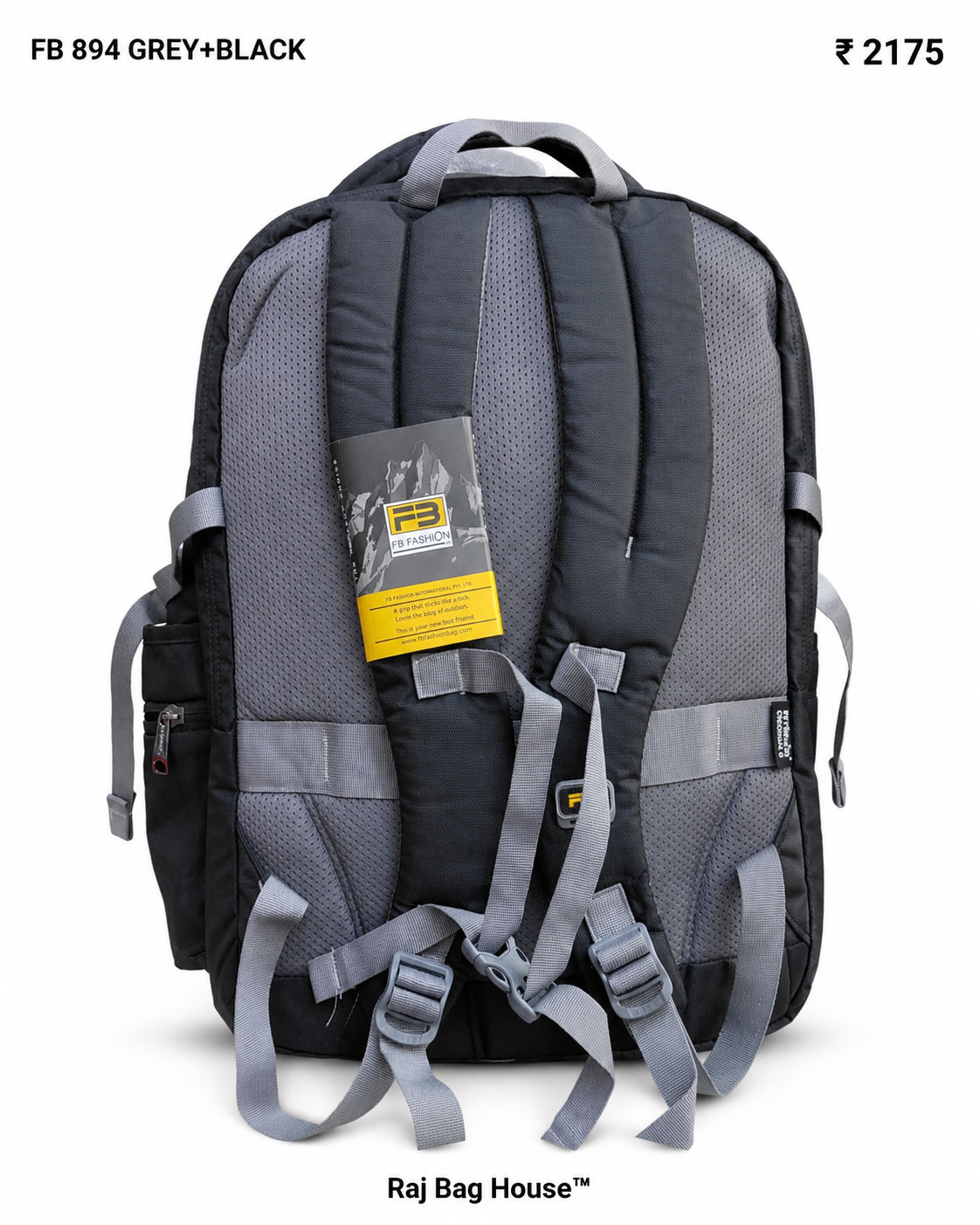 FB Fashion 894 Large Backpack – Grey / Black 3
