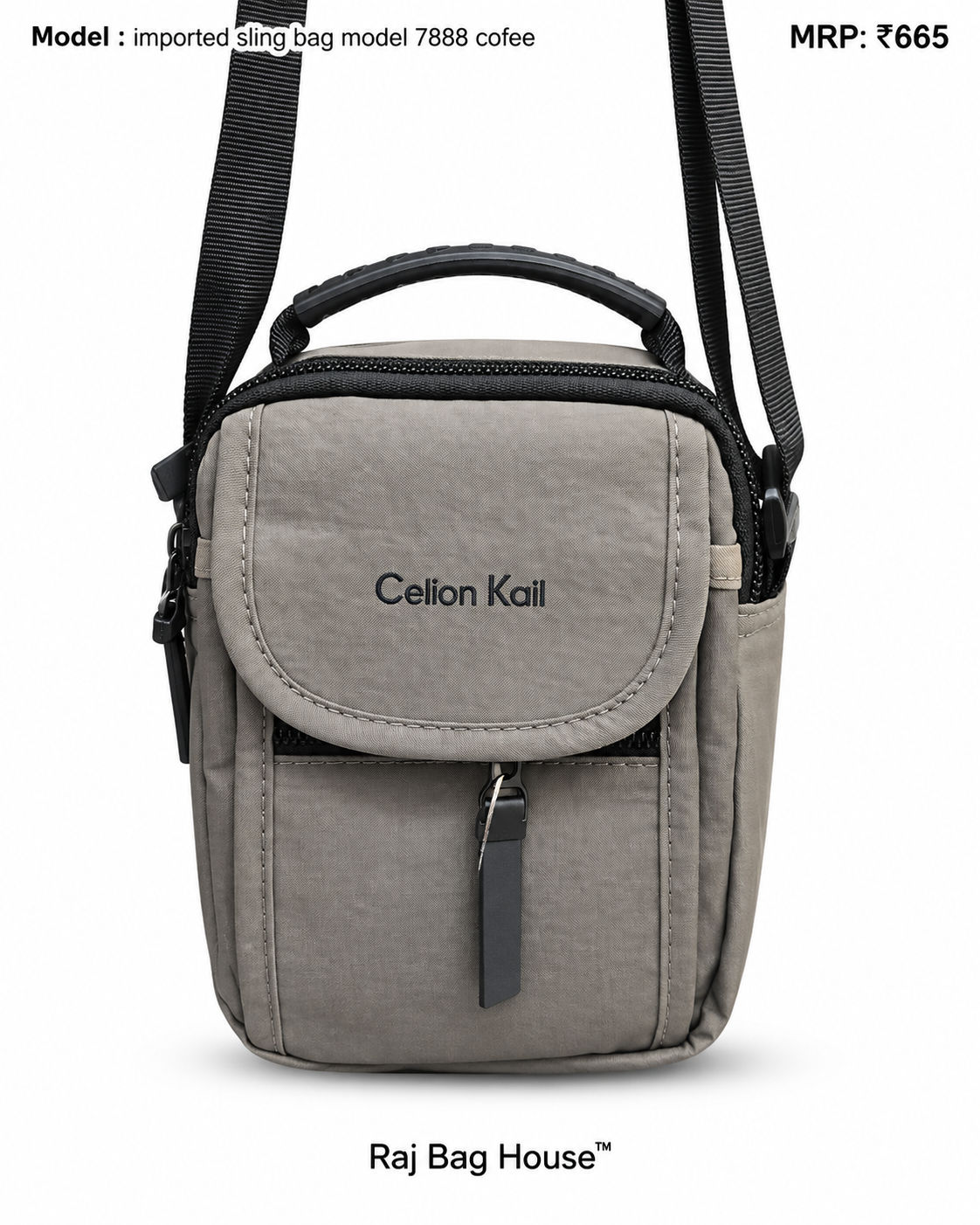 Imported Slingbag 7888 Cofee Large Sling Bag – Coffee / Grey