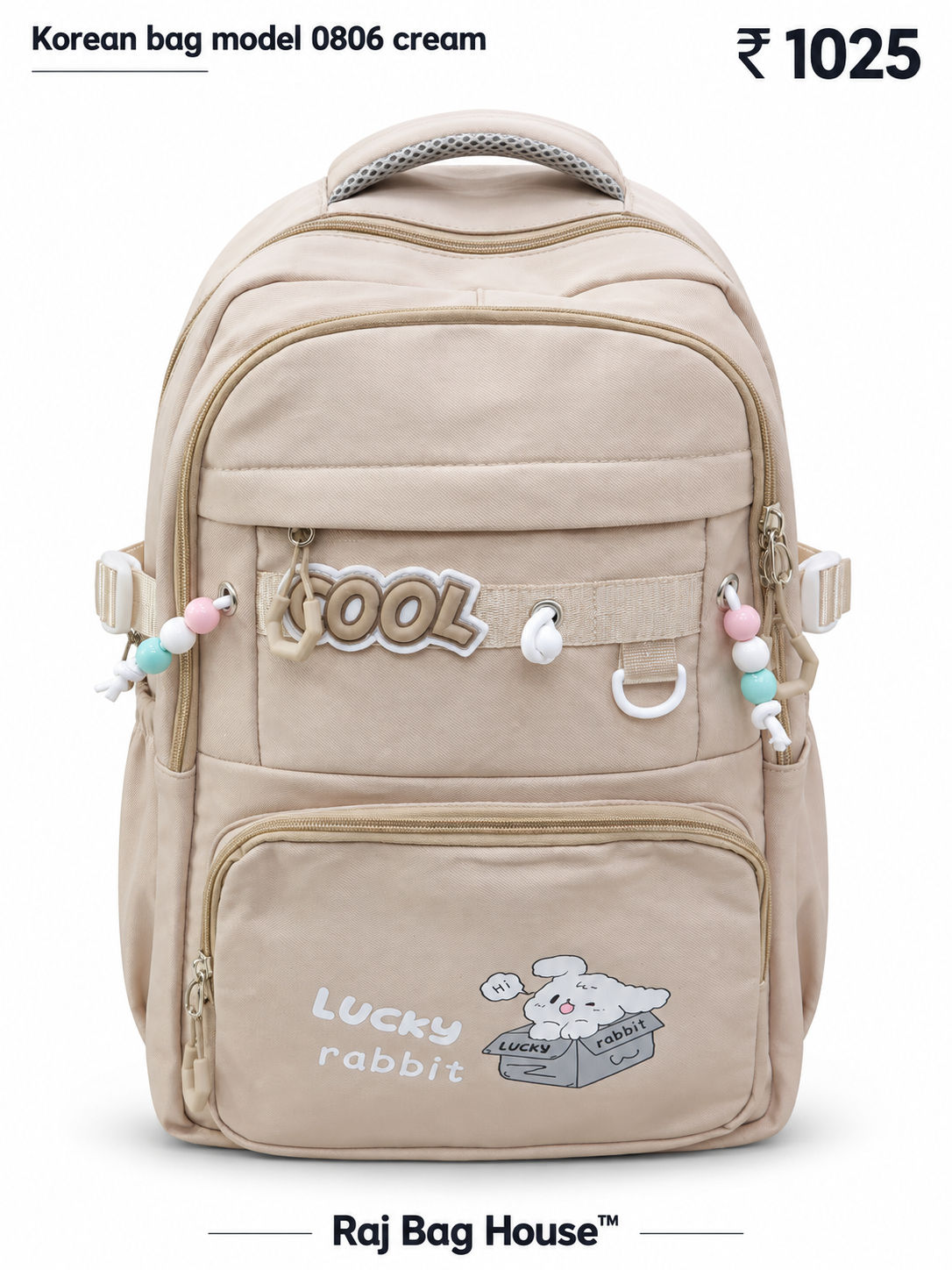 Imported Koreanbag 0806 Large Backpack – Cream
