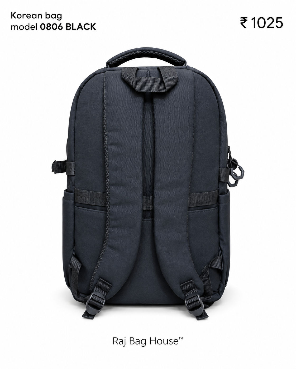 Imported Koreanbag 0806 Large Backpack – Black 3