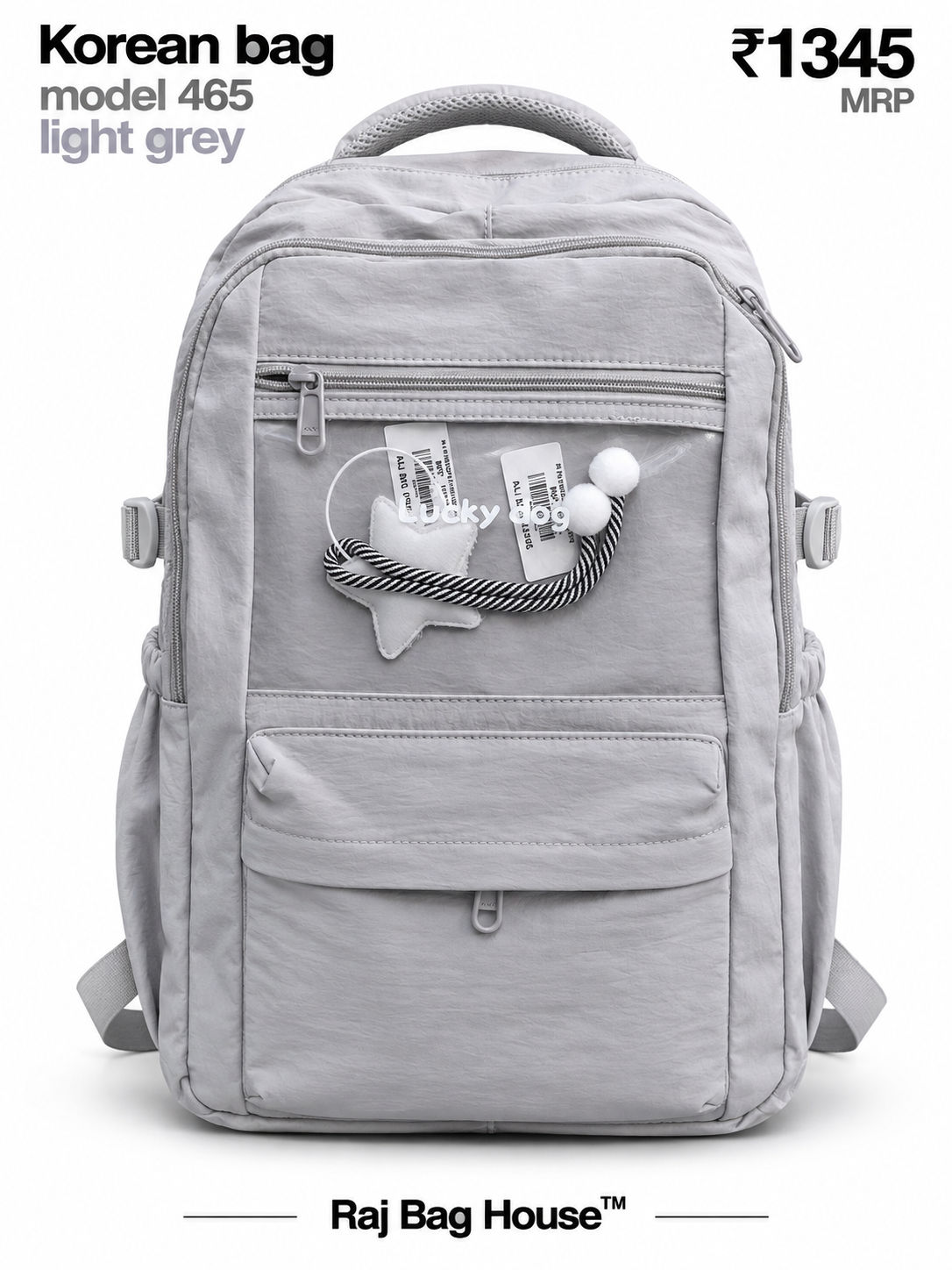 Imported Koreanbag 465 Light Large Backpack – Light Grey