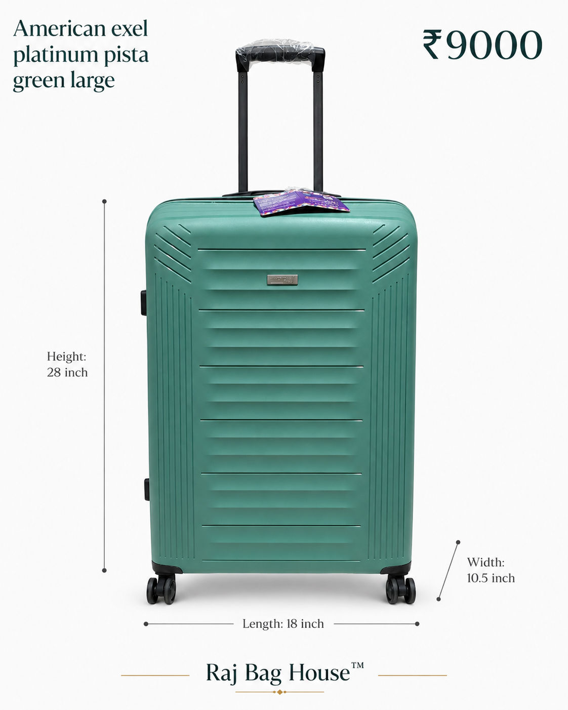 American Exel American Exel Platinum Large Trolley Bag – Pista Green 2
