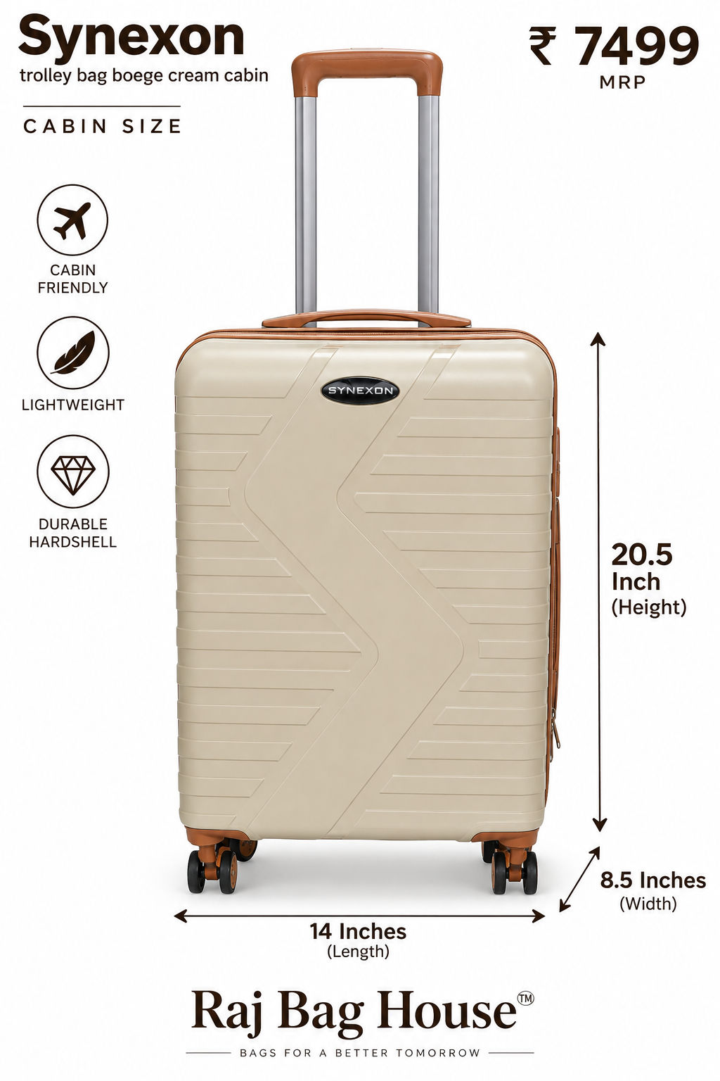 Synexon Cabin Trolley – Beige Cream 2