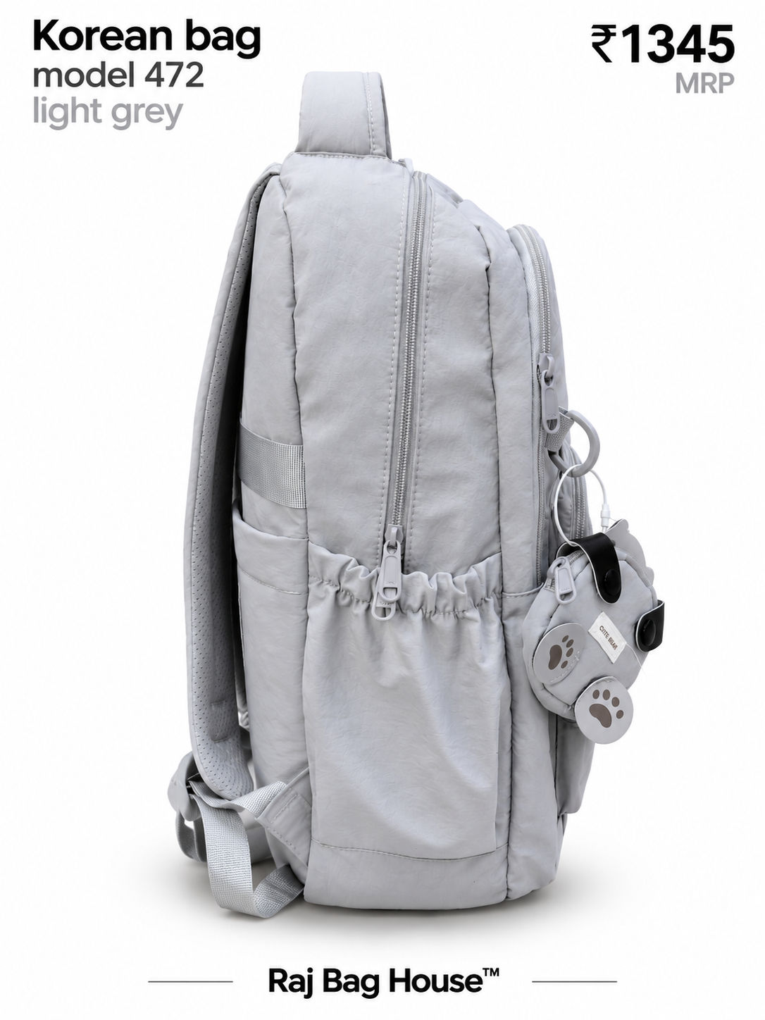 Imported Koreanbag 472 Light Large Backpack – Light Grey 2