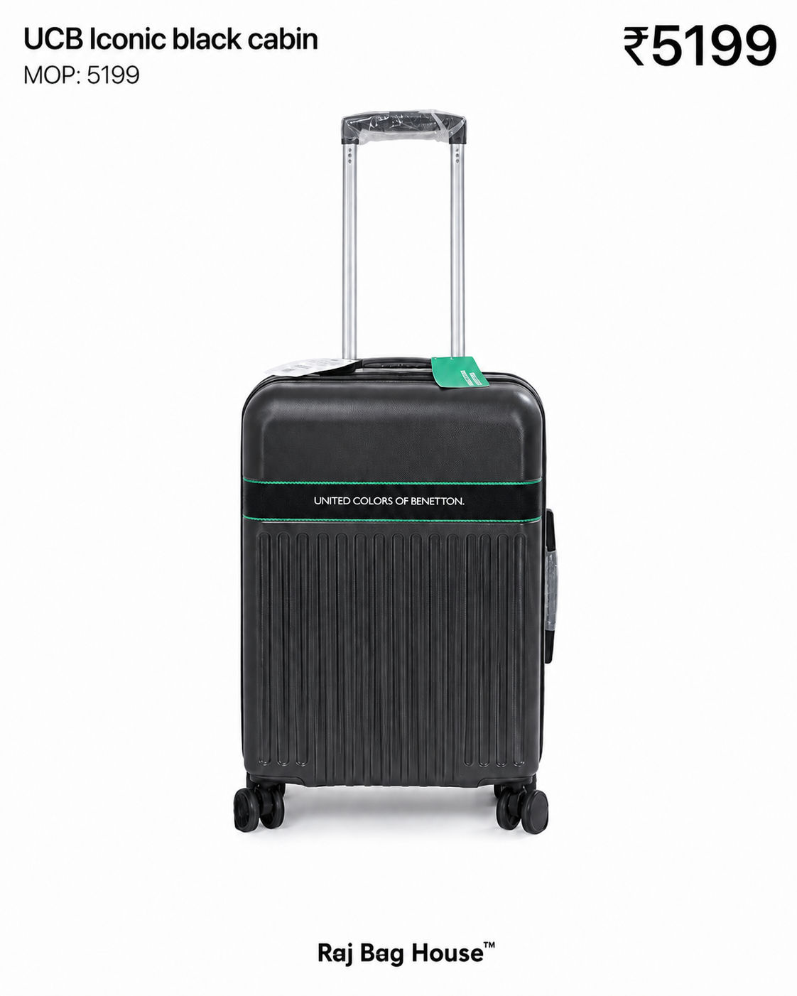 United Colors Of Benetton UCB Iconic Cabin Trolley Bag – Black