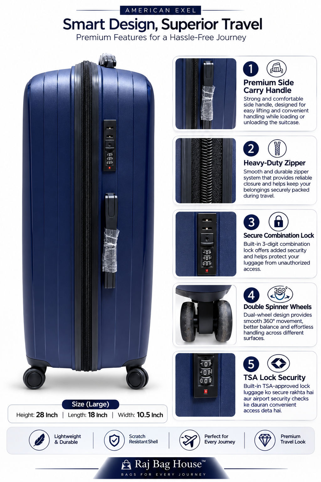 American Exel American Exel Platinum Cabin Trolley Bag – Navy Blue 2