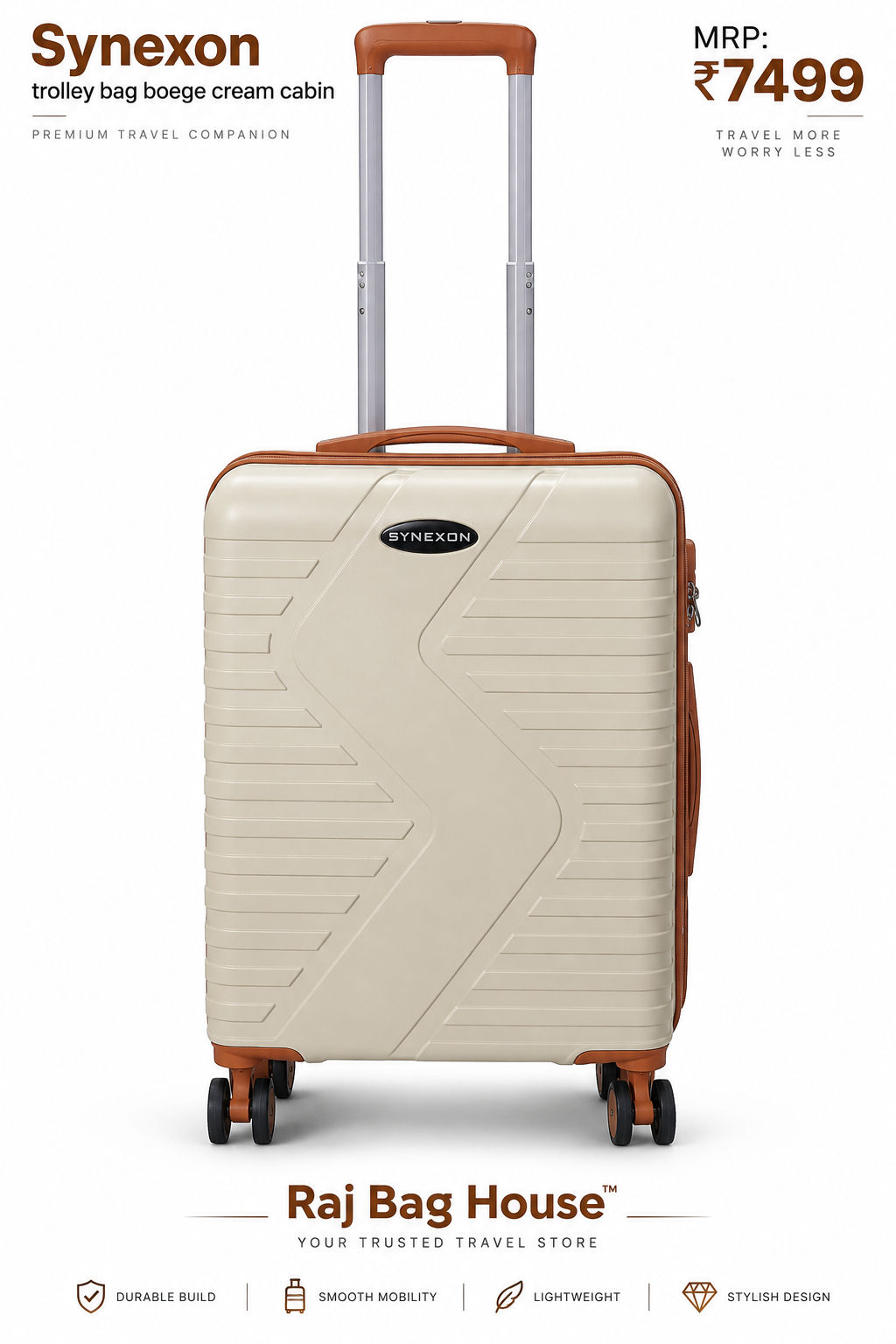 Synexon Cabin Trolley - Beige Cream