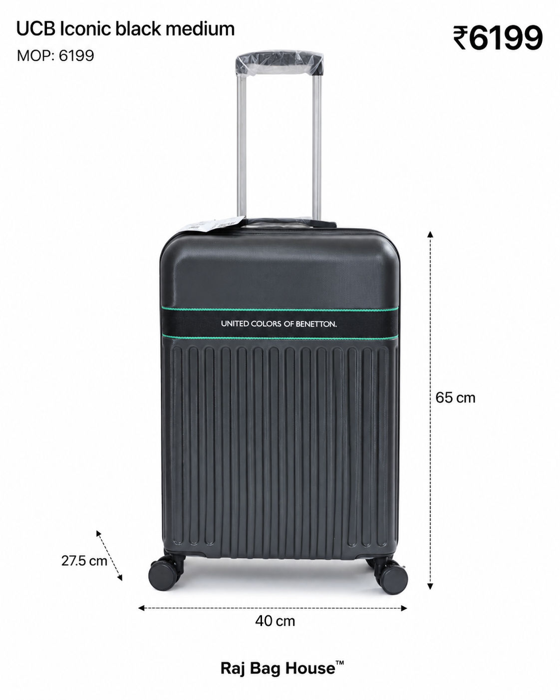 United Colors Of Benetton UCB Iconic Medium Trolley Bag – Black 2