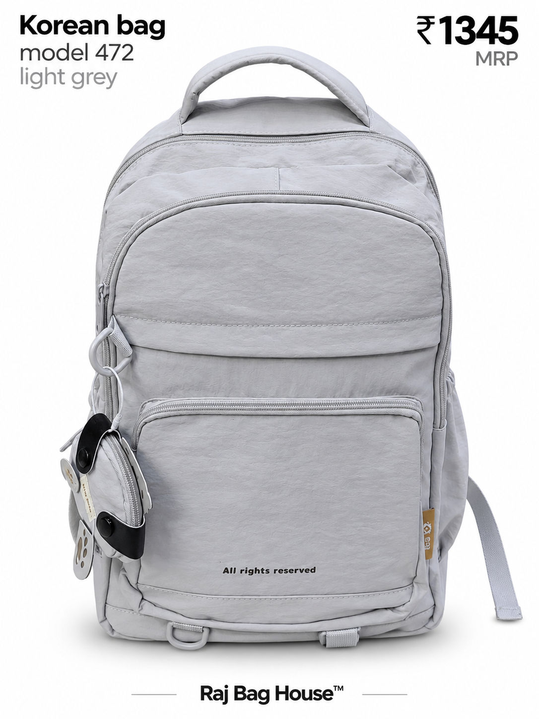 Imported Koreanbag 472 Light Large Backpack – Light Grey