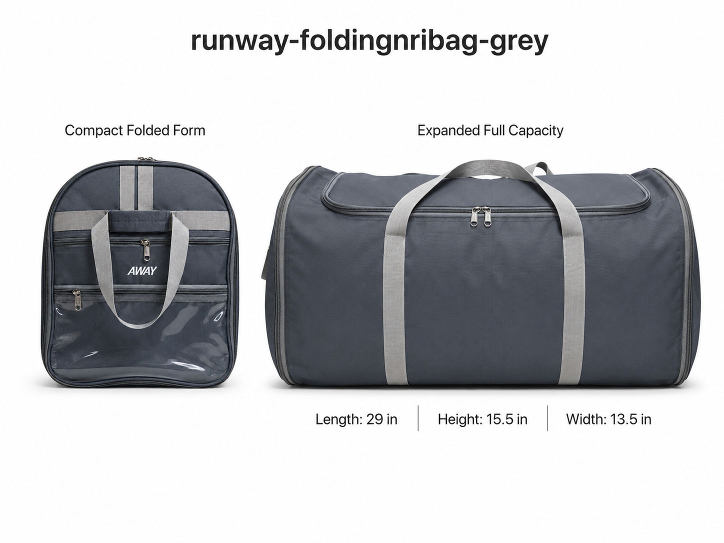 Runway Folding NRI Bag – Grey · Large 6