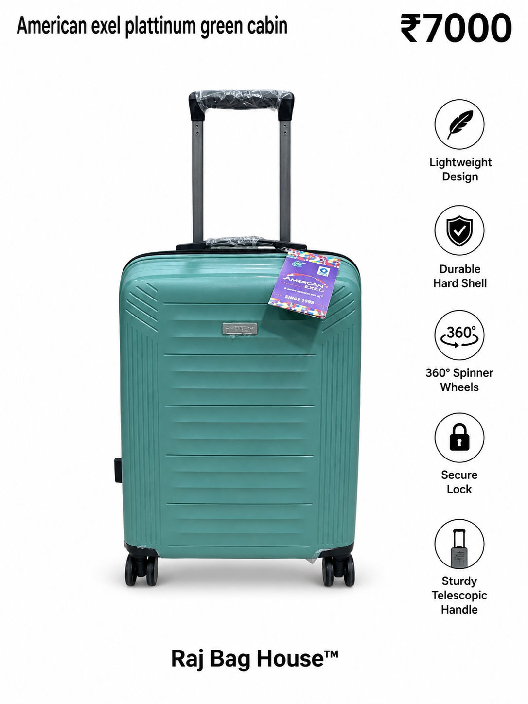 American Exel American Exel Platinum Cabin Trolley Bag – Pista Green