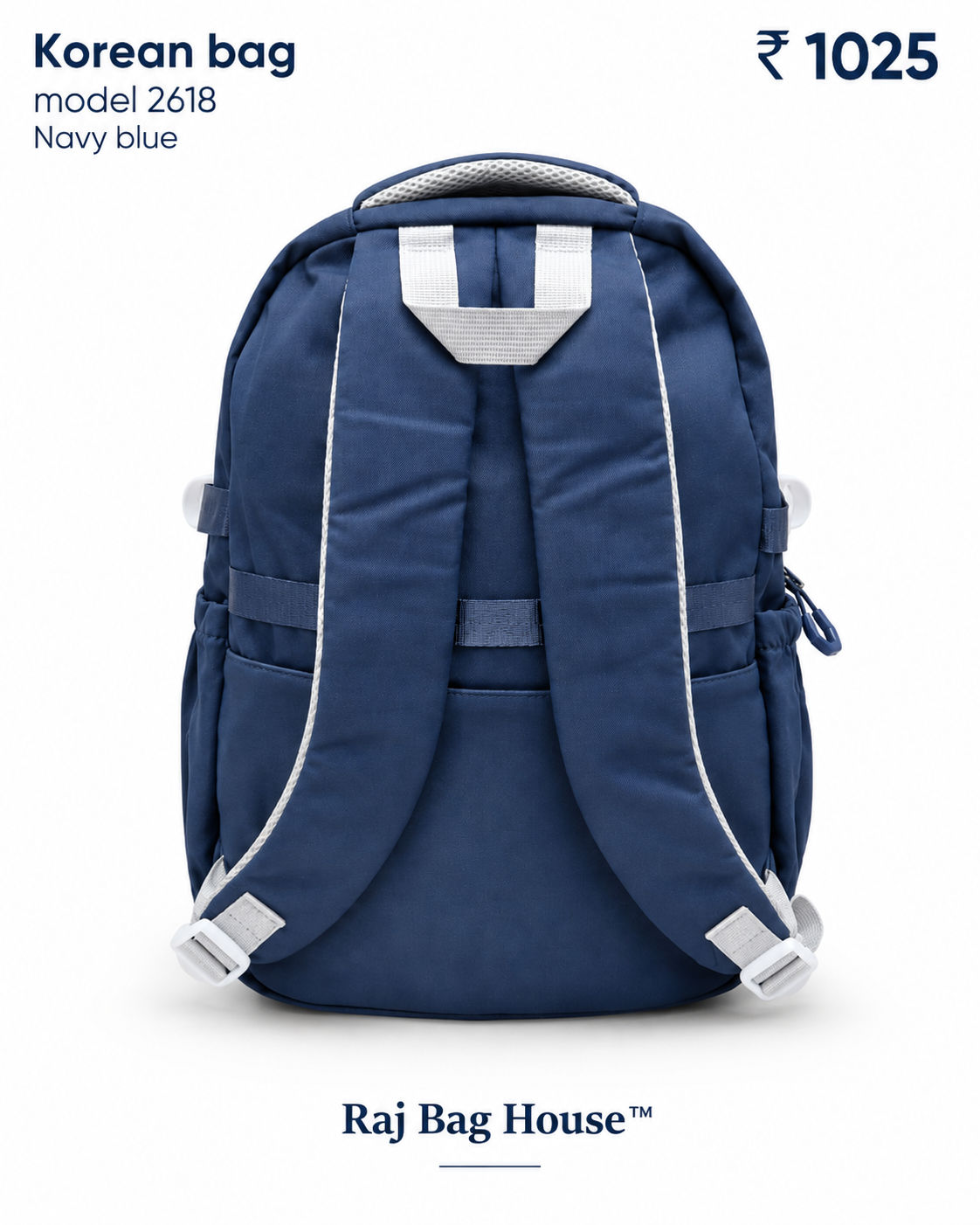 Imported Koreanbag 2618 Large Backpack – Navy Blue 3