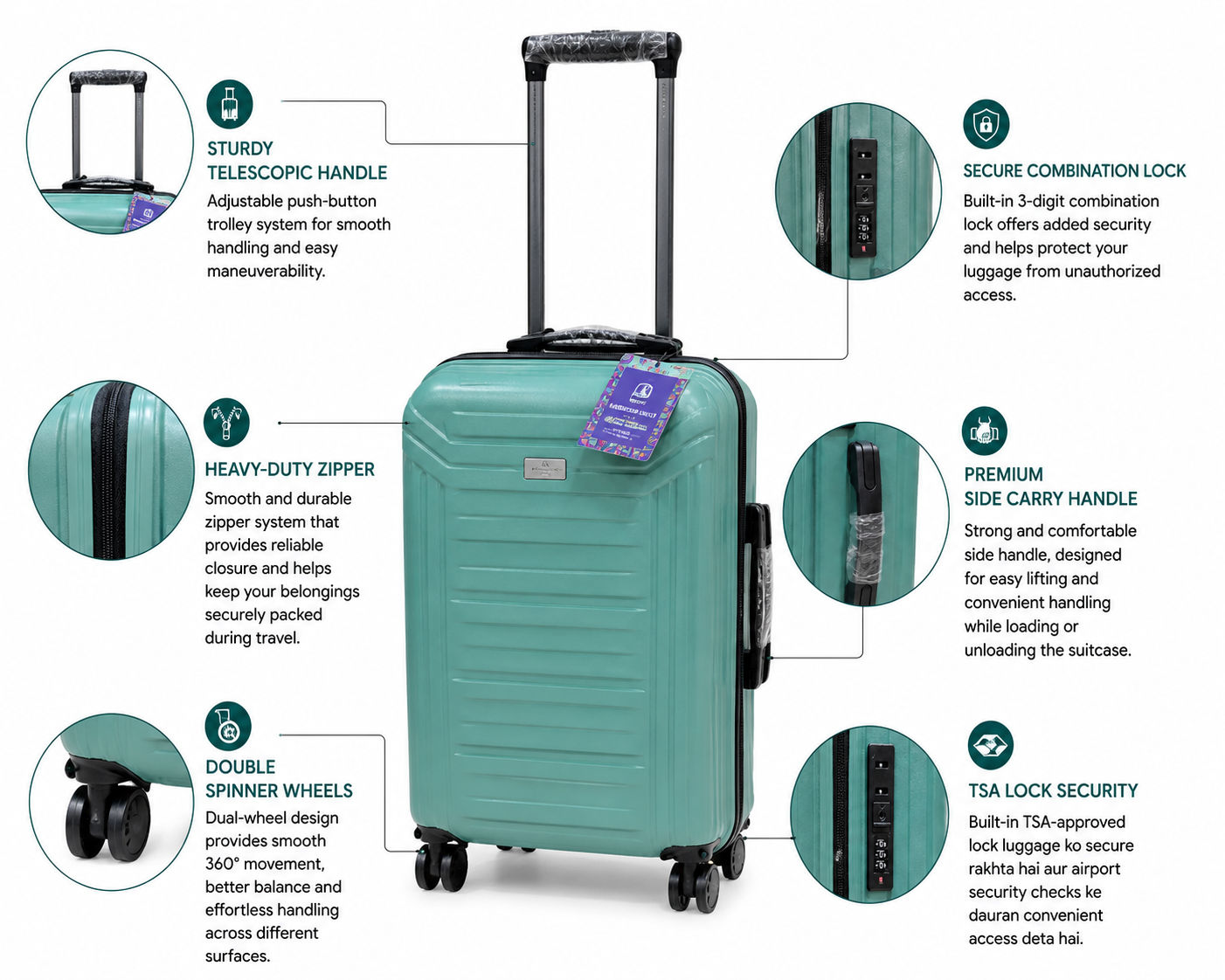 American Exel American Exel Platinum Cabin Trolley Bag – Pista Green 3
