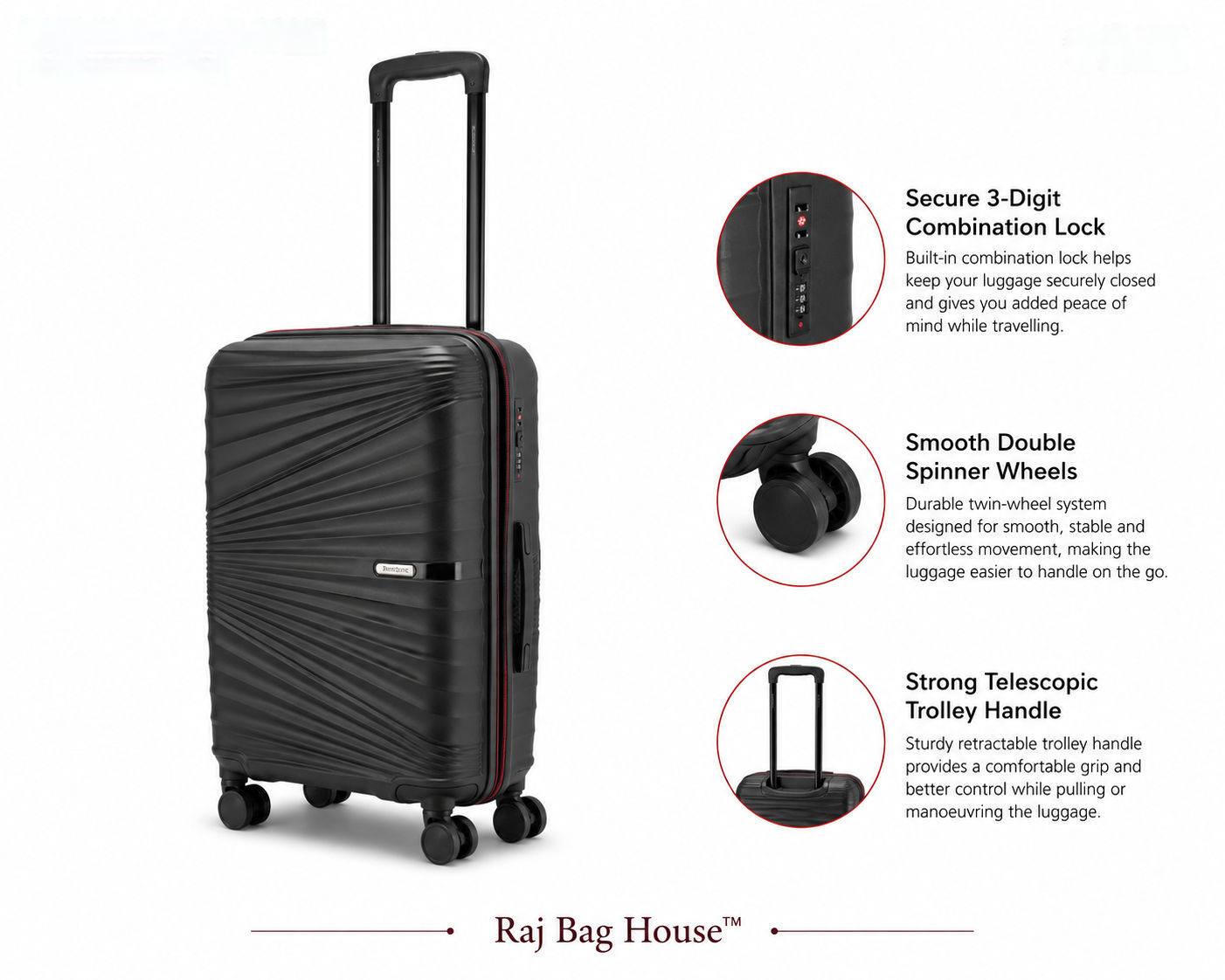 Helix By Swizz Militery Helix Cabin Trolley Bag – Black 4