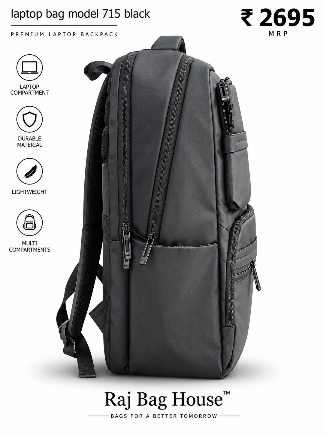 Laptop Backpack 715 – Black 2