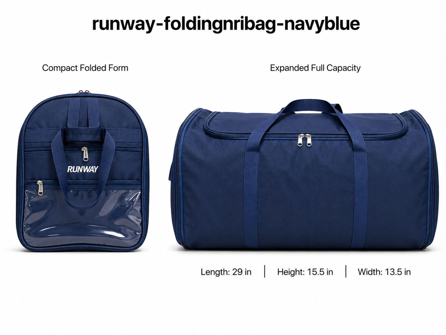 Runway Folding NRI Bag – Navy Blue · Large 5