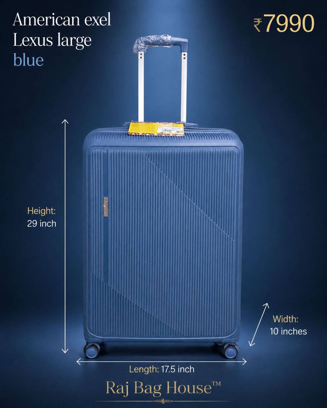 American Exel Lexus Large Trolley Bag – Blue