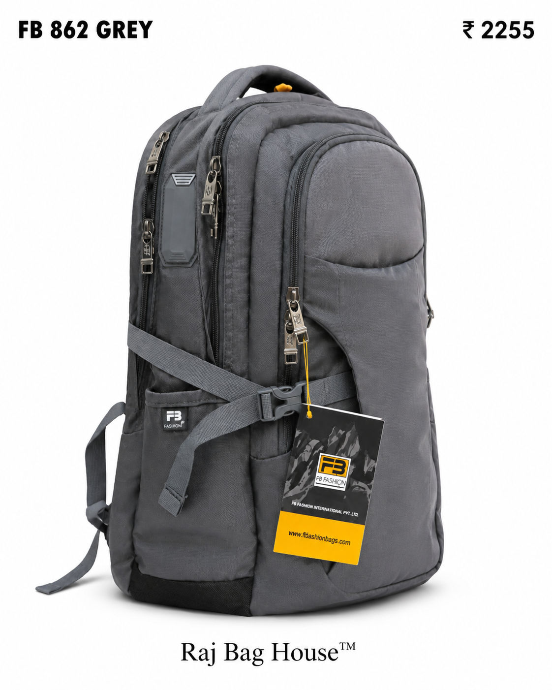 FB Fashion 762 Large Backpack – Grey 2