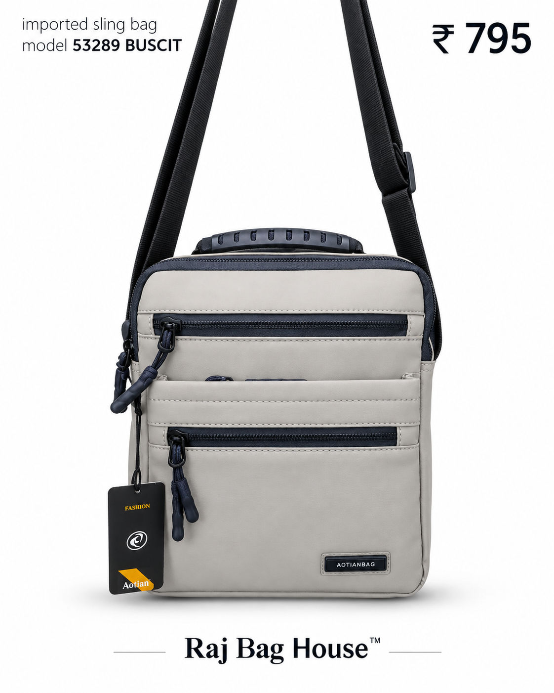 Imported Slingbag 53280 Buscit Large Sling Bag – Biscuit / Grey