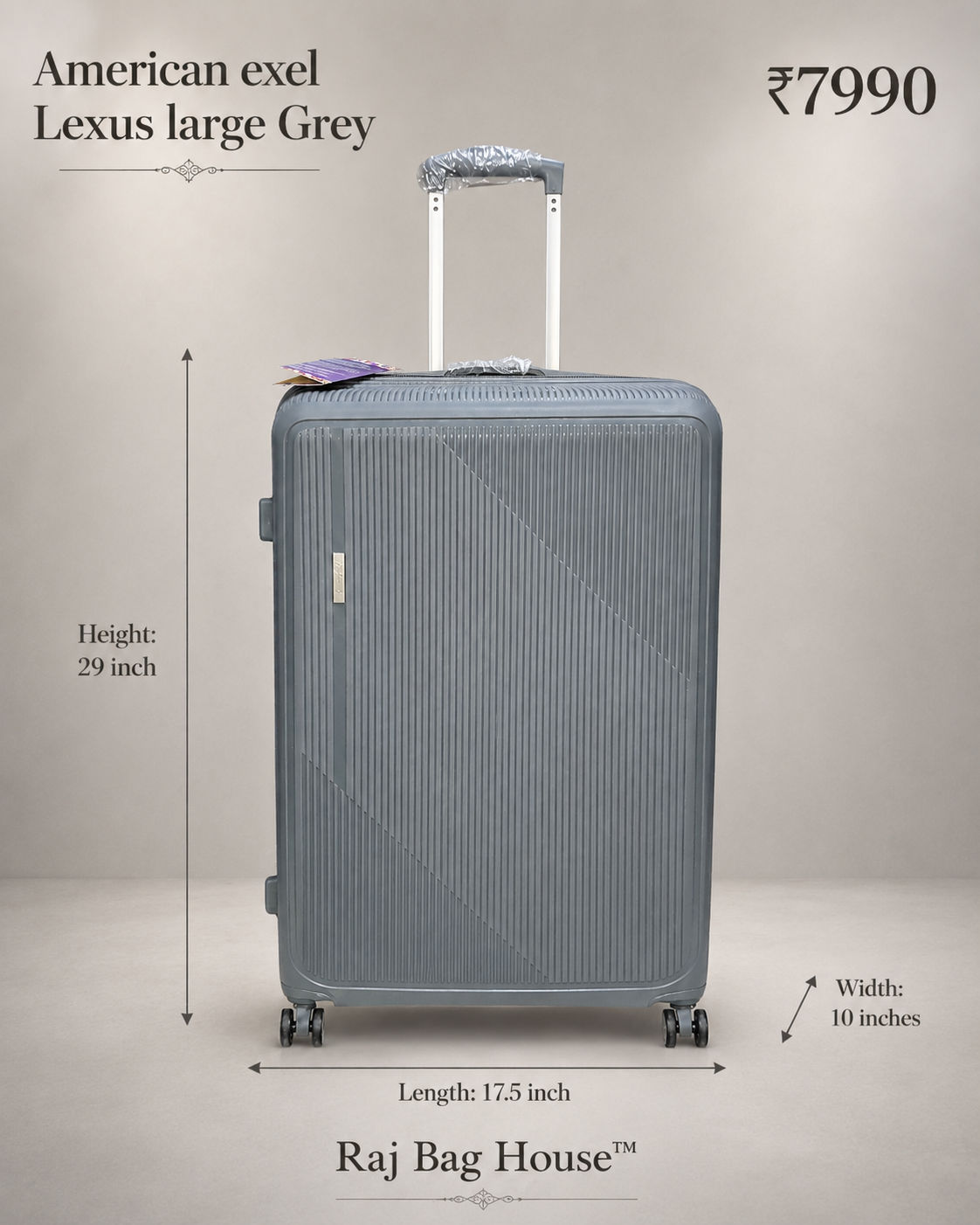 American Exel Lexus D. Large Trolley Bag – Grey