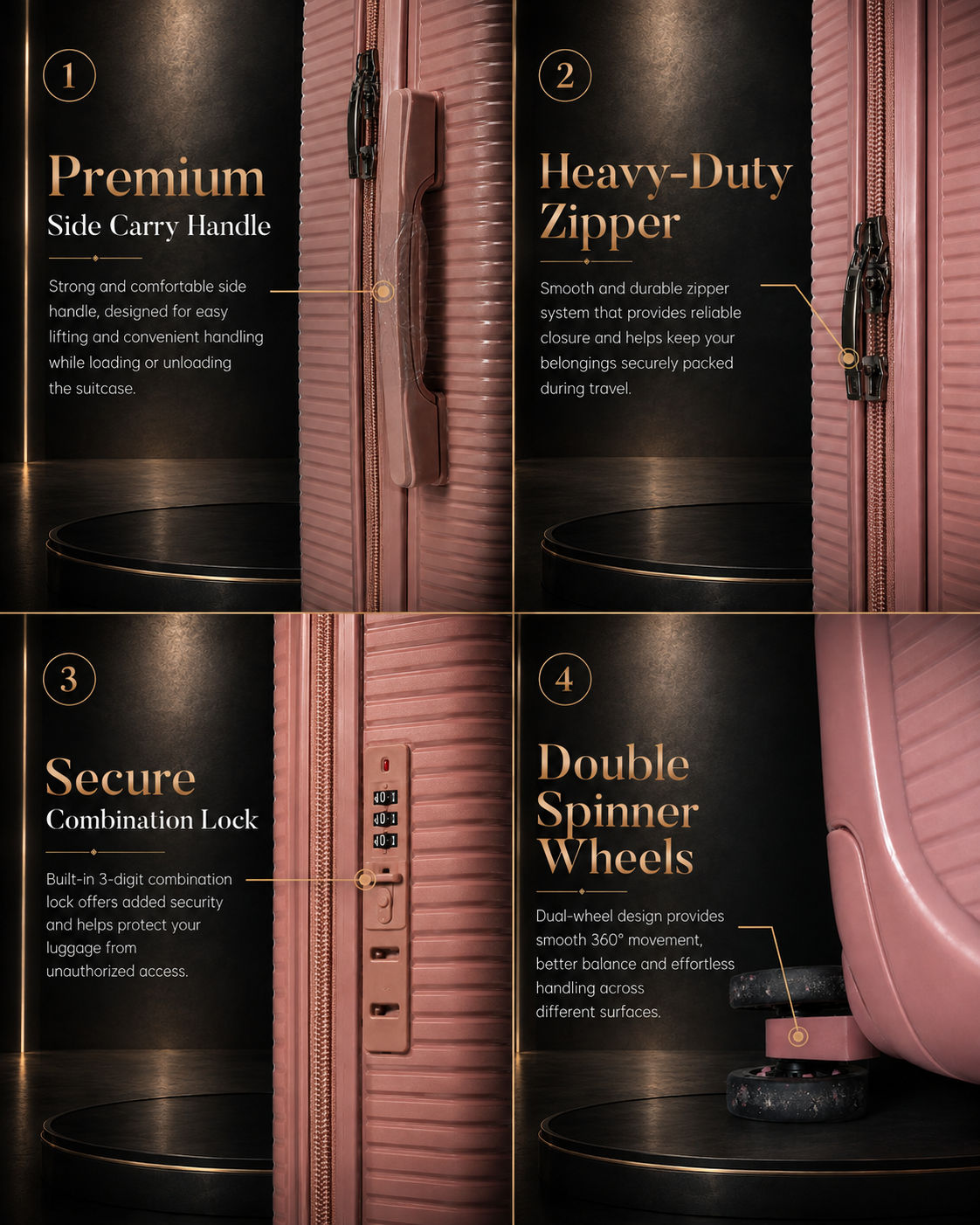 American Exel Lexus Rosegold Medium Trolley Bag – Rose Gold 2