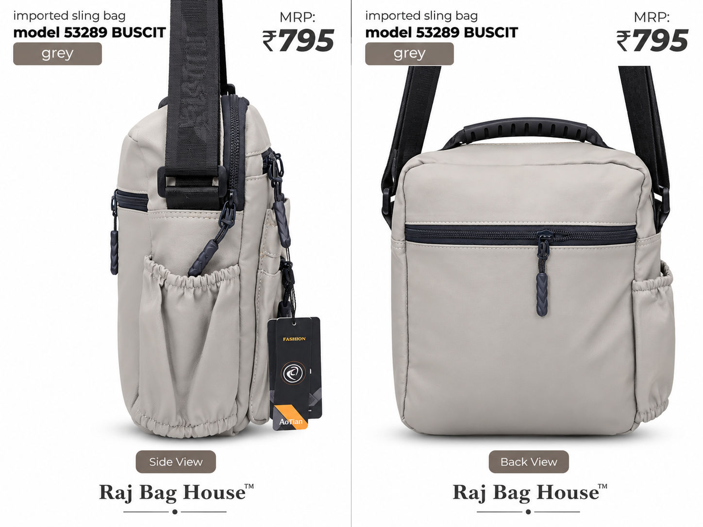 Imported Slingbag 53280 Buscit Large Sling Bag – Biscuit / Grey 2