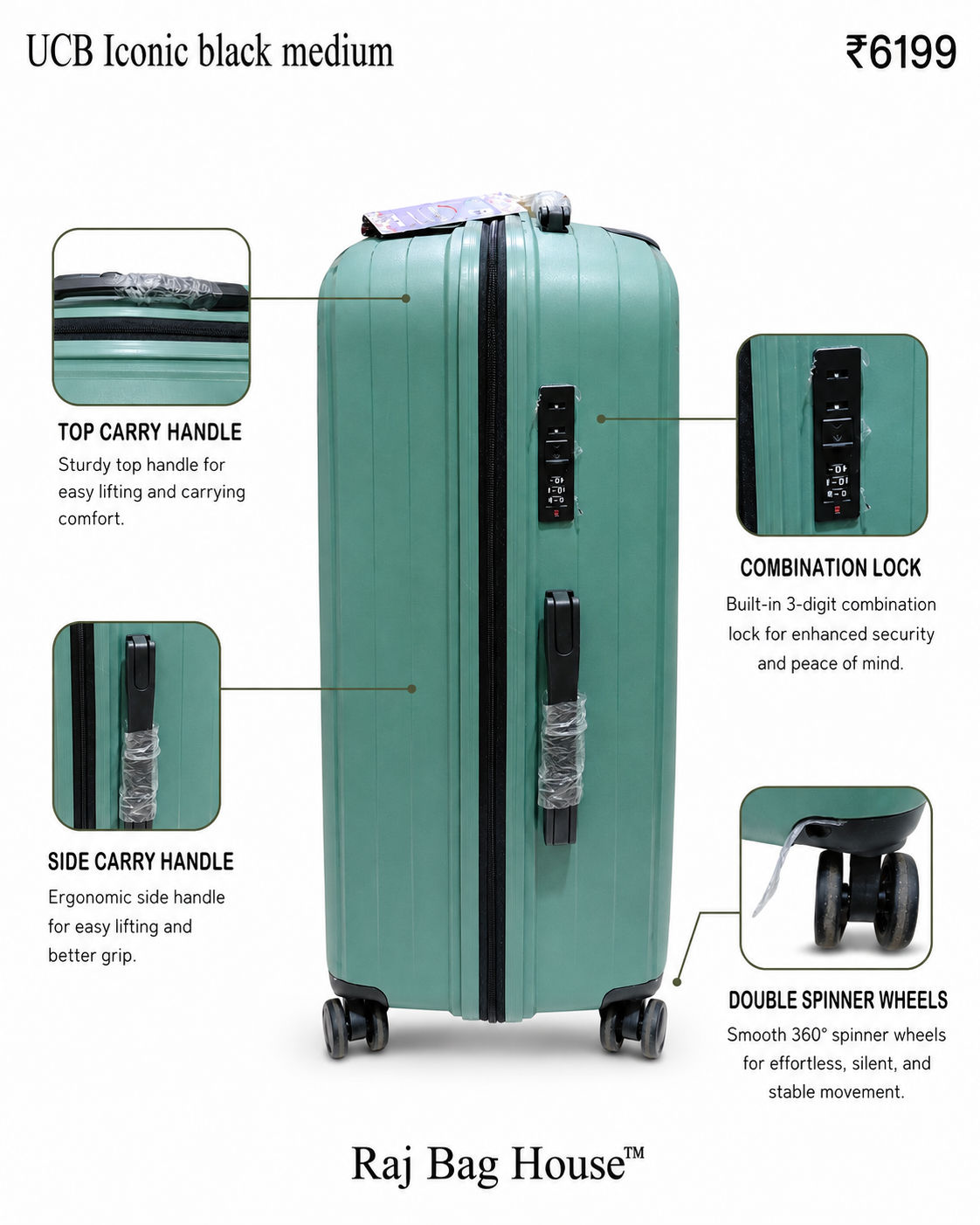 American Exel American Exel Platinum Medium Trolley Bag – Pista Green 3