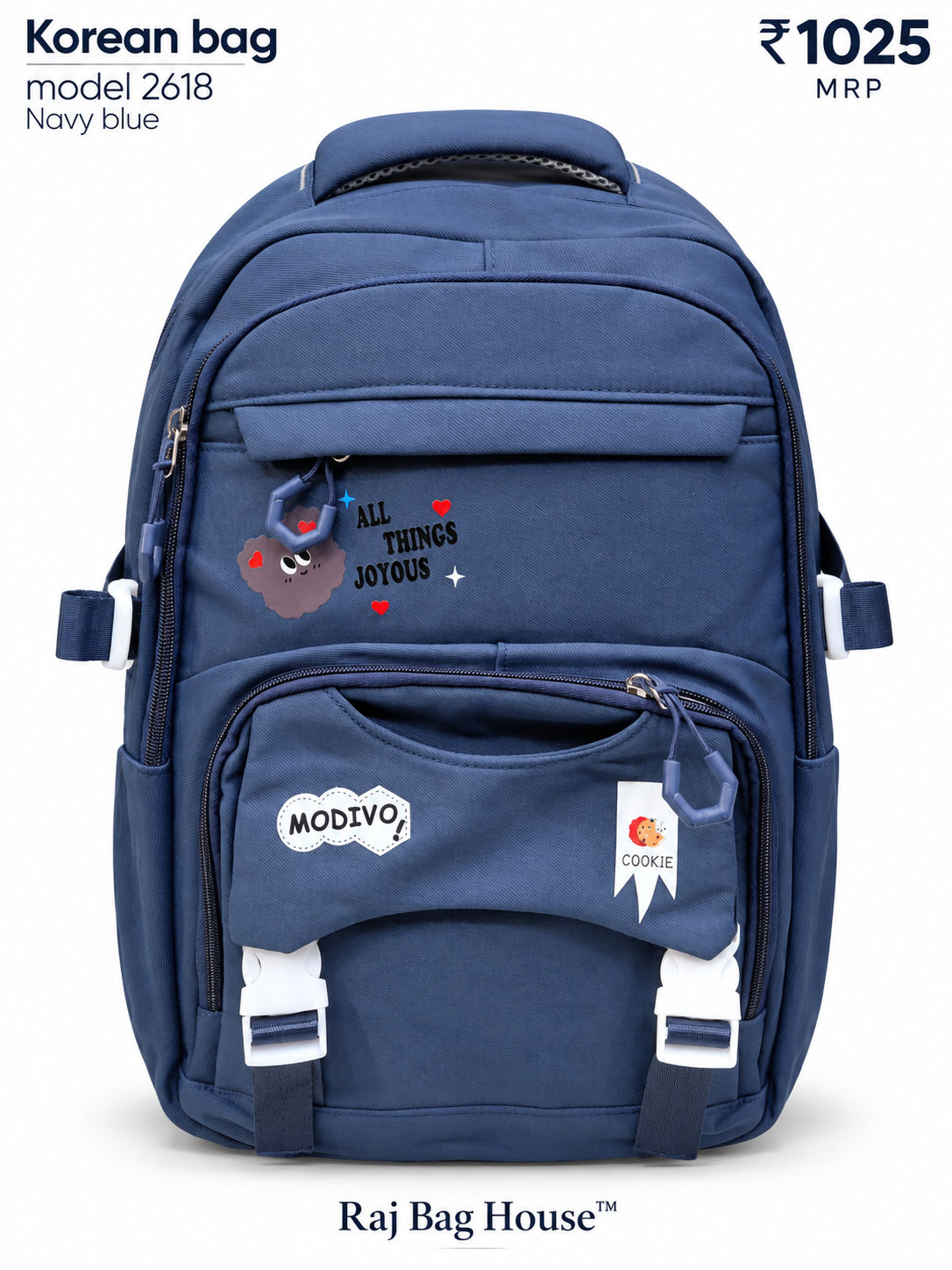 Imported Koreanbag 2618 Large Backpack – Navy Blue