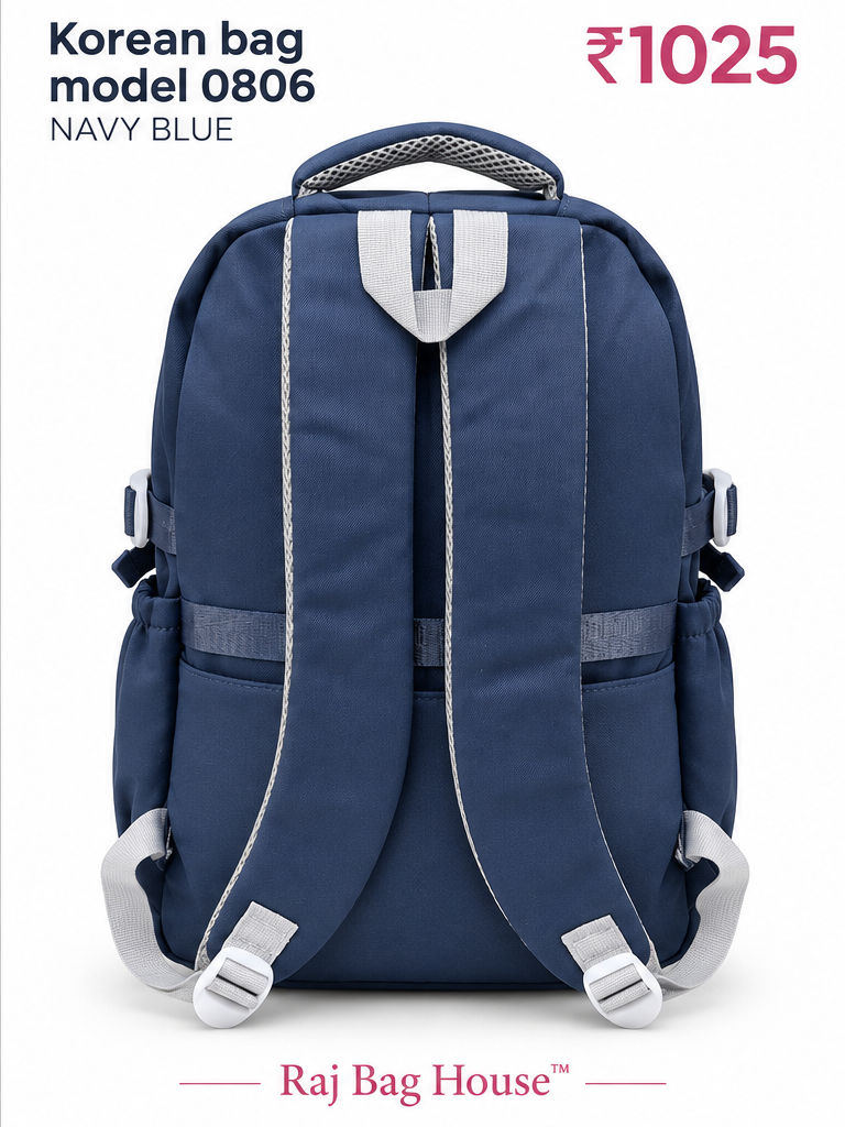 Imported Koreanbag 0806 Large Backpack – Navy Blue 3