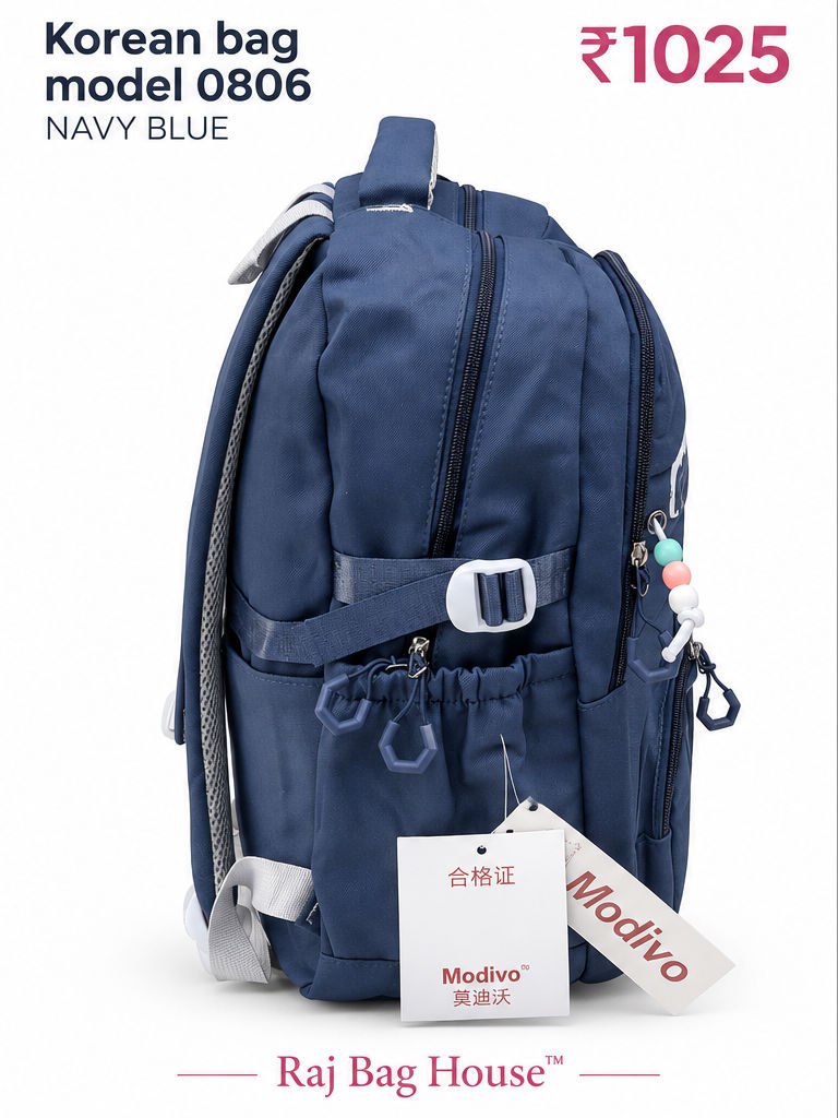 Imported Koreanbag 0806 Large Backpack – Navy Blue 2