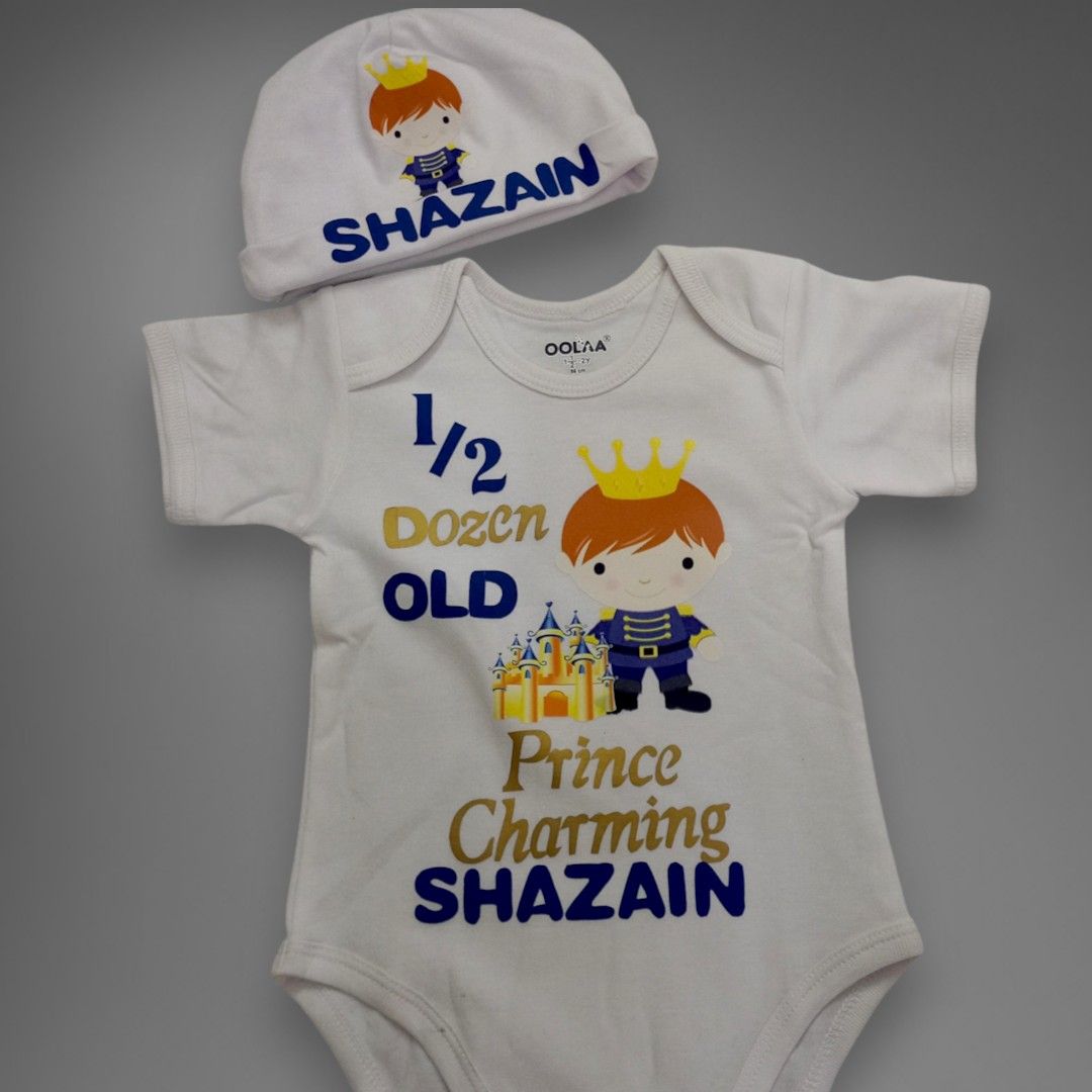 Half Romper and Cap Set – handmade baby outfit, soft cotton across the romper and cap, made to order in Pakistan