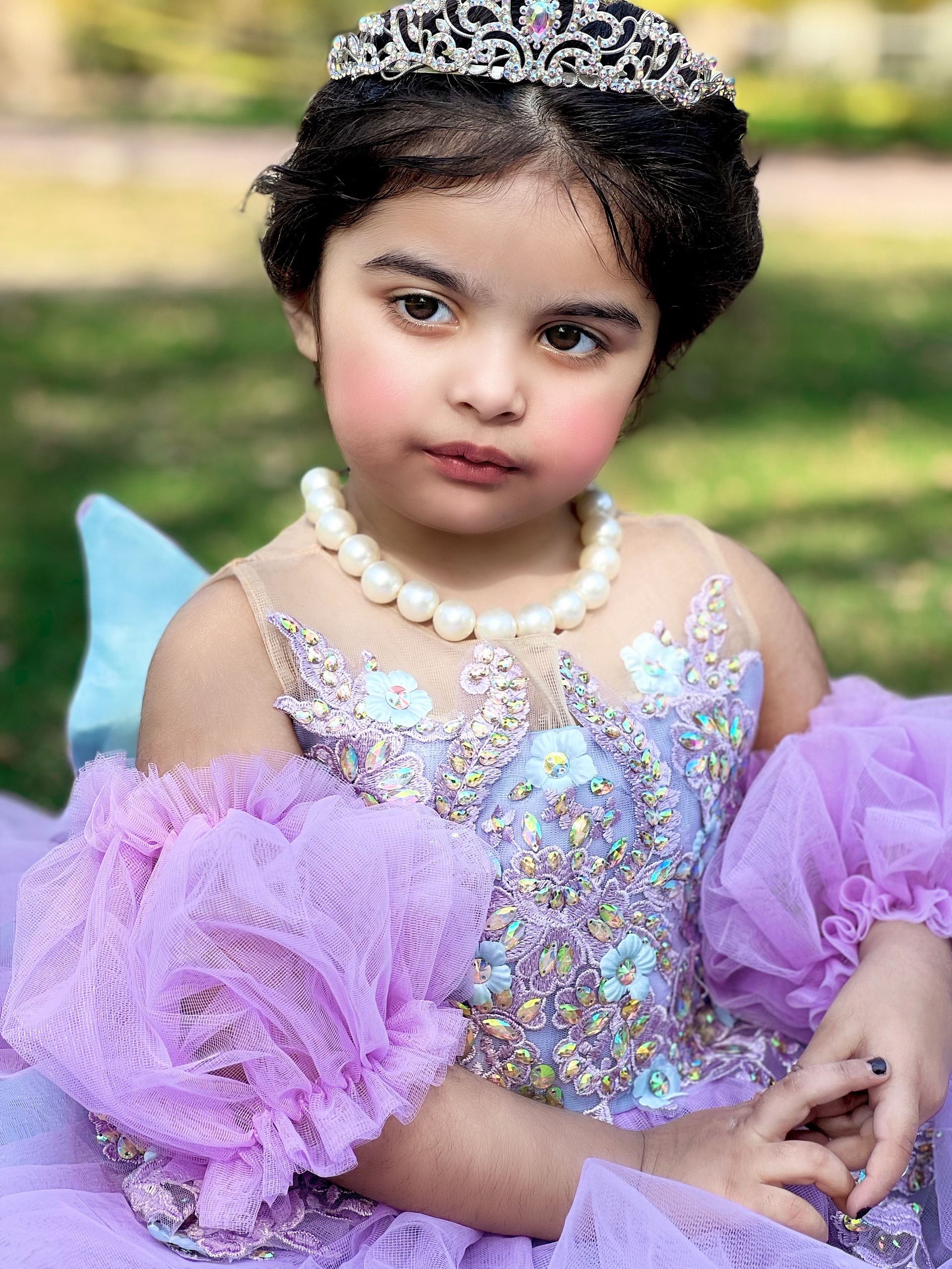 Fluffly Silk Net Gown – handmade girls outfit, silk body with a layered net skirt, made to order in Pakistan