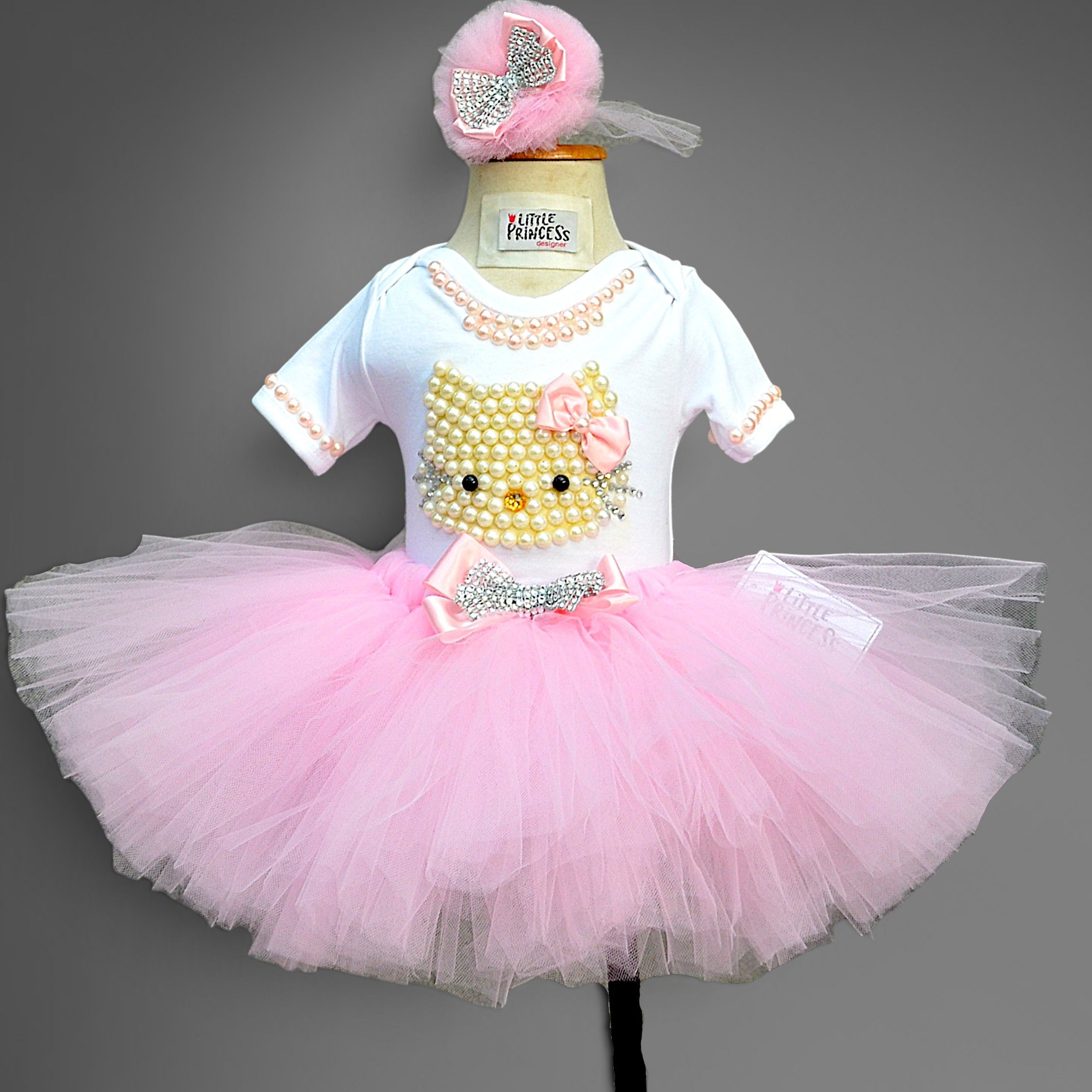 Hello Kitty Tutu Skirt – handmade girls outfit, cotton shirt with a pink net tutu skirt, made to order in Pakistan