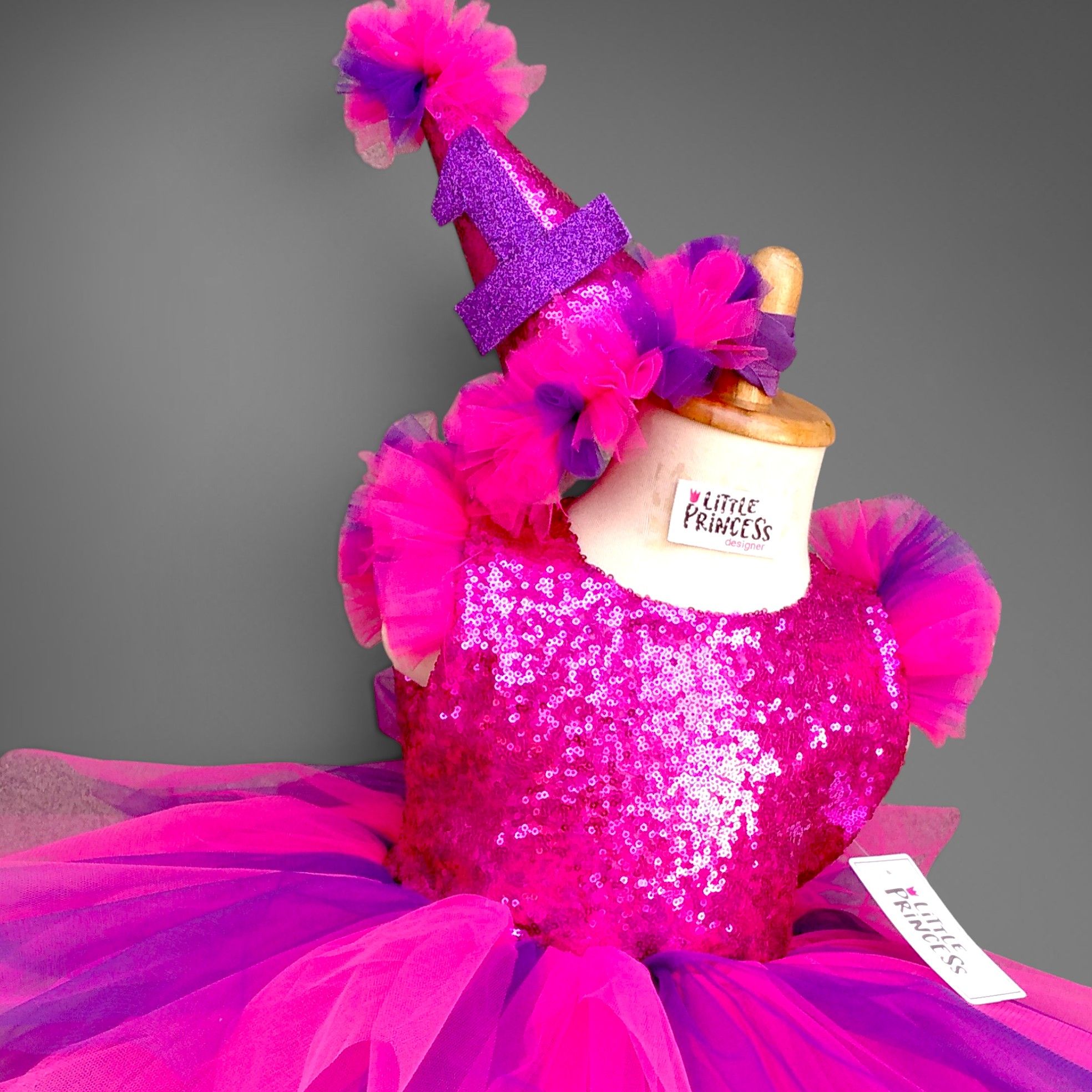 Cotton Candy Tutu Dress – handmade girls outfit, sequin upper body with a layered net tutu skirt, made to order in Pakistan