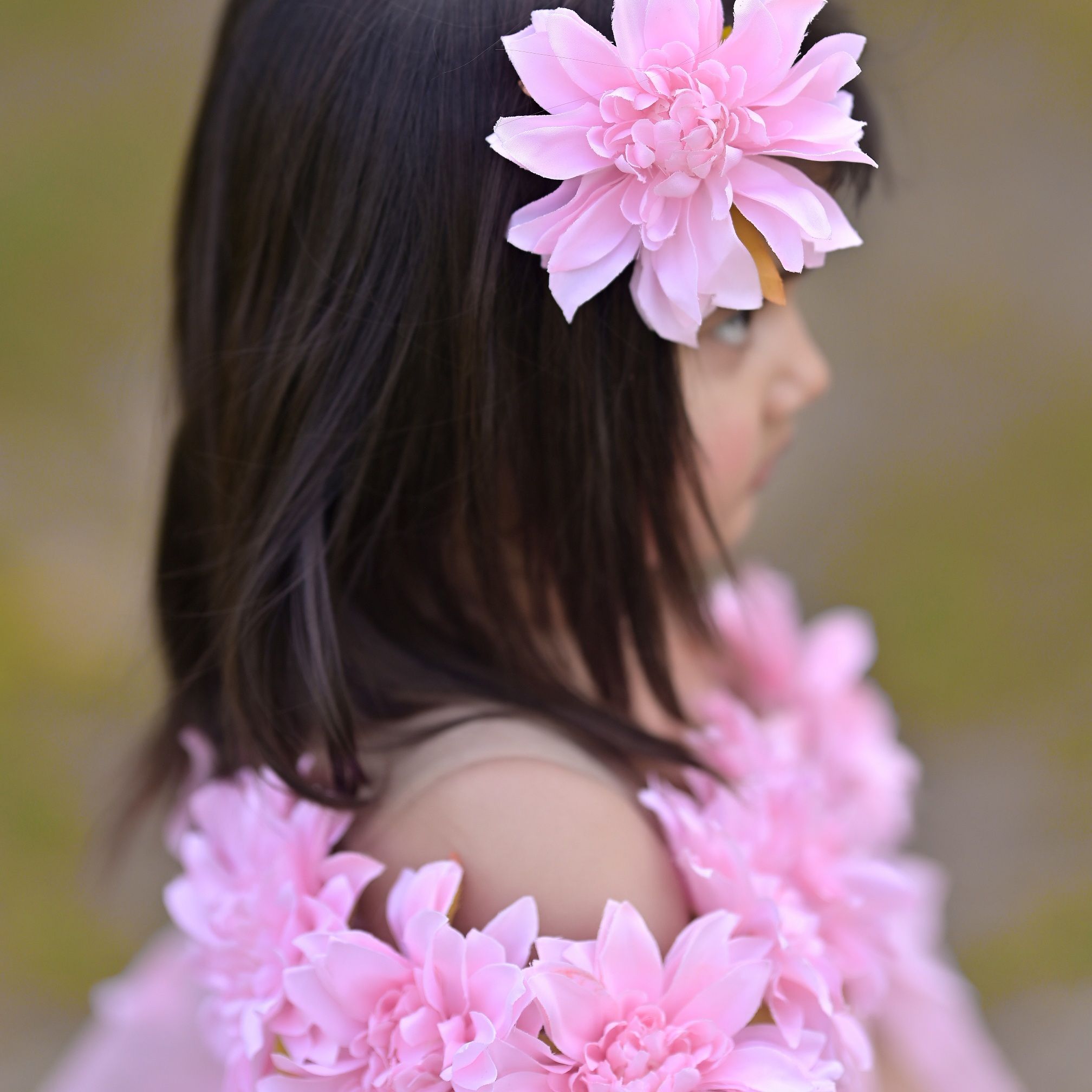 Blush Rose Petal Ballgown – handmade girls outfit, silk upper body with multi-layered net skirt, made to order in Pakistan