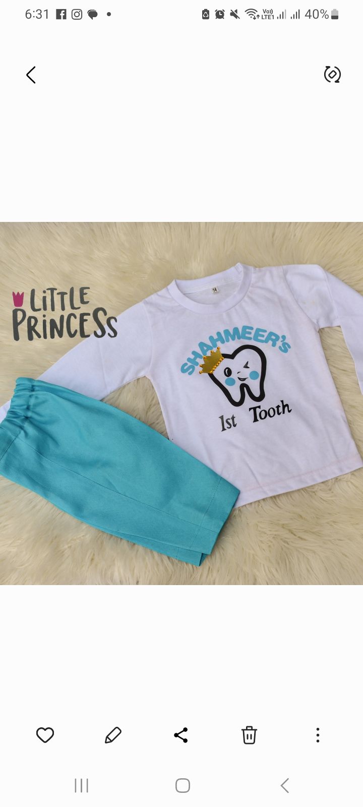 First Tooth Boy Outfit (Winters) – handmade boys outfit, cotton shirt with silk pants, made to order in Pakistan