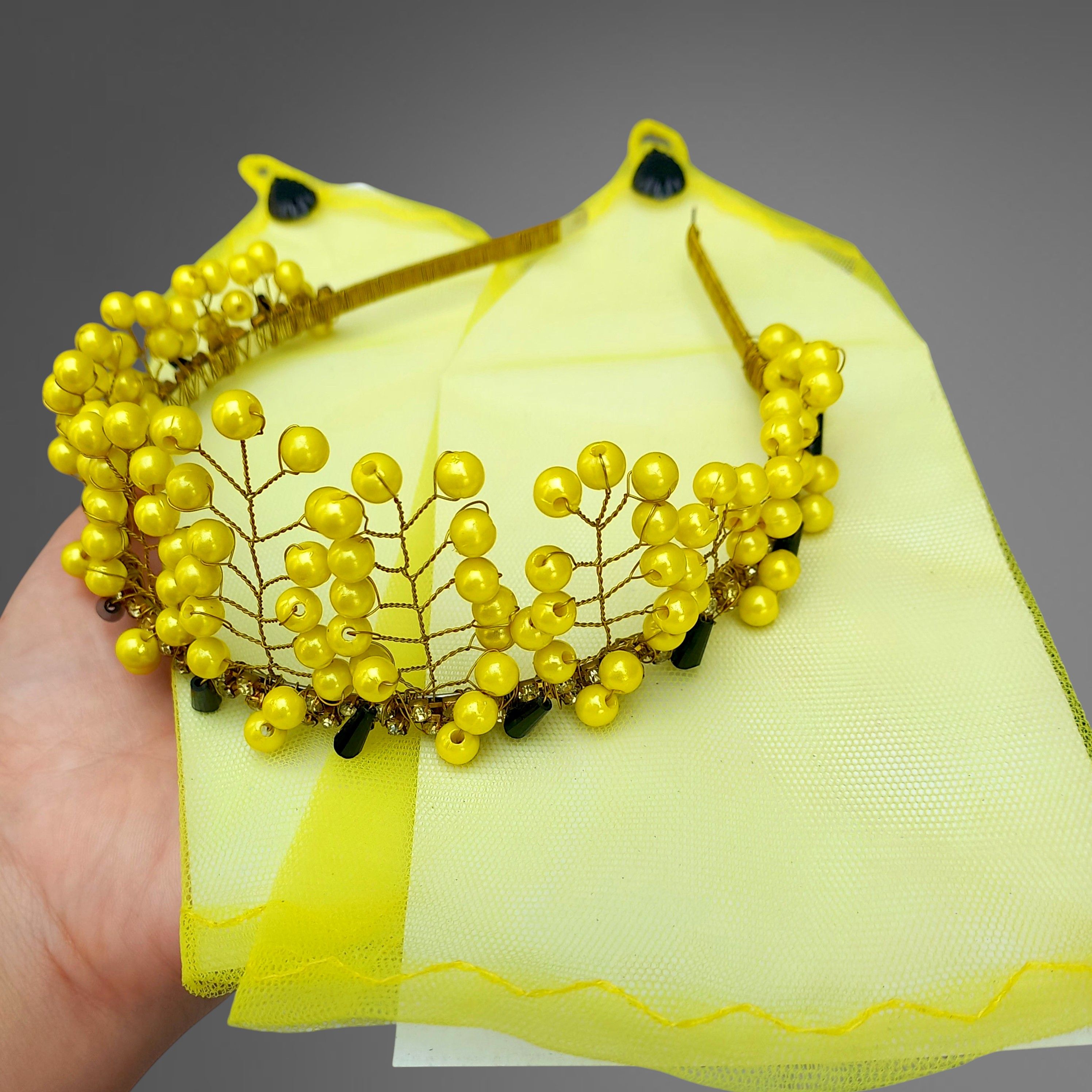 Beaded Tiara and Gloves – handmade girls outfit, made to order in Pakistan