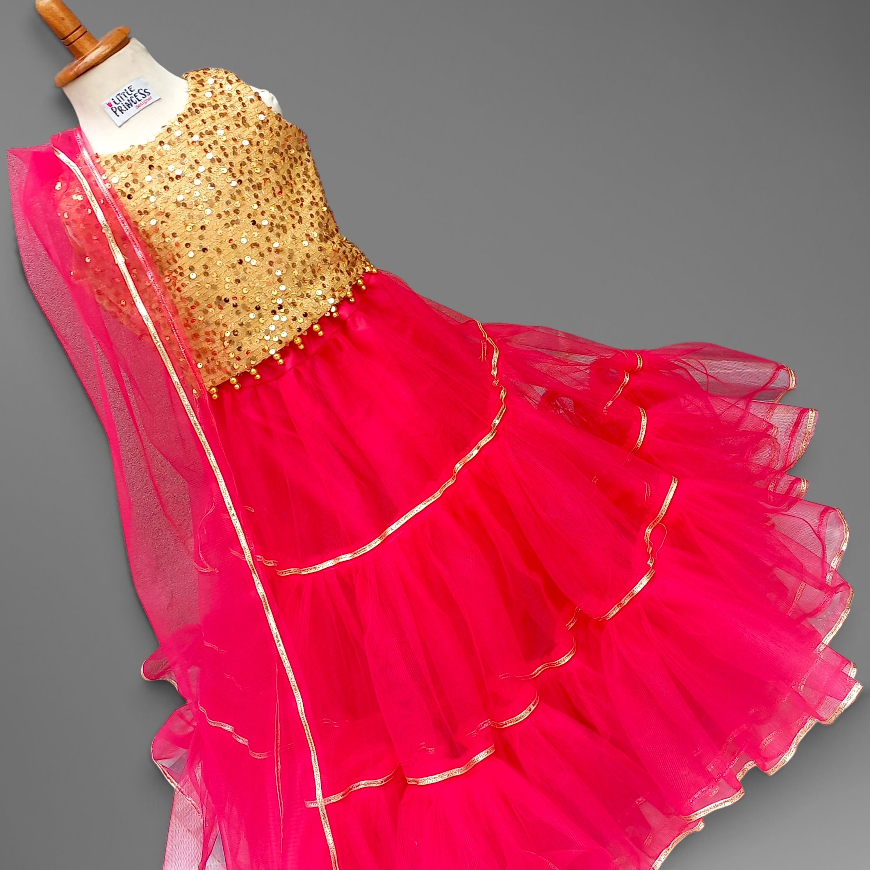 Lehenga Choli – handmade girls outfit, sequin choli with a net lehenga, made to order in Pakistan