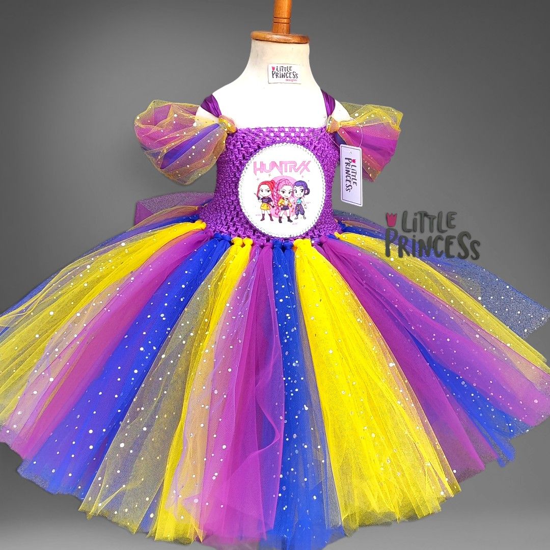 Huntrix Tutu Dress – handmade girls outfit, crochet body and net skirt, made to order in Pakistan