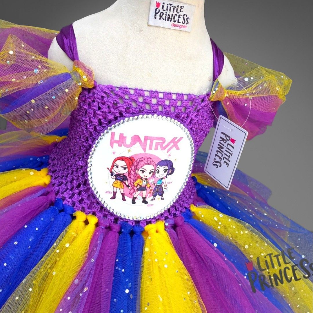 Huntrix Tutu Dress – handmade girls outfit, crochet body and net skirt, made to order in Pakistan