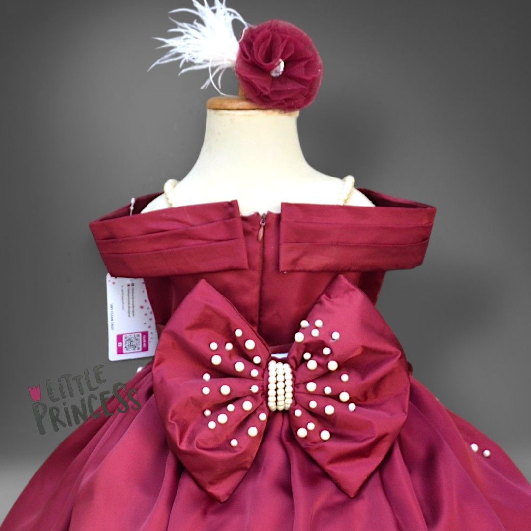 Rosette Silk Dress – handmade girls outfit, silk dress with a beaded rosette body, made to order in Pakistan