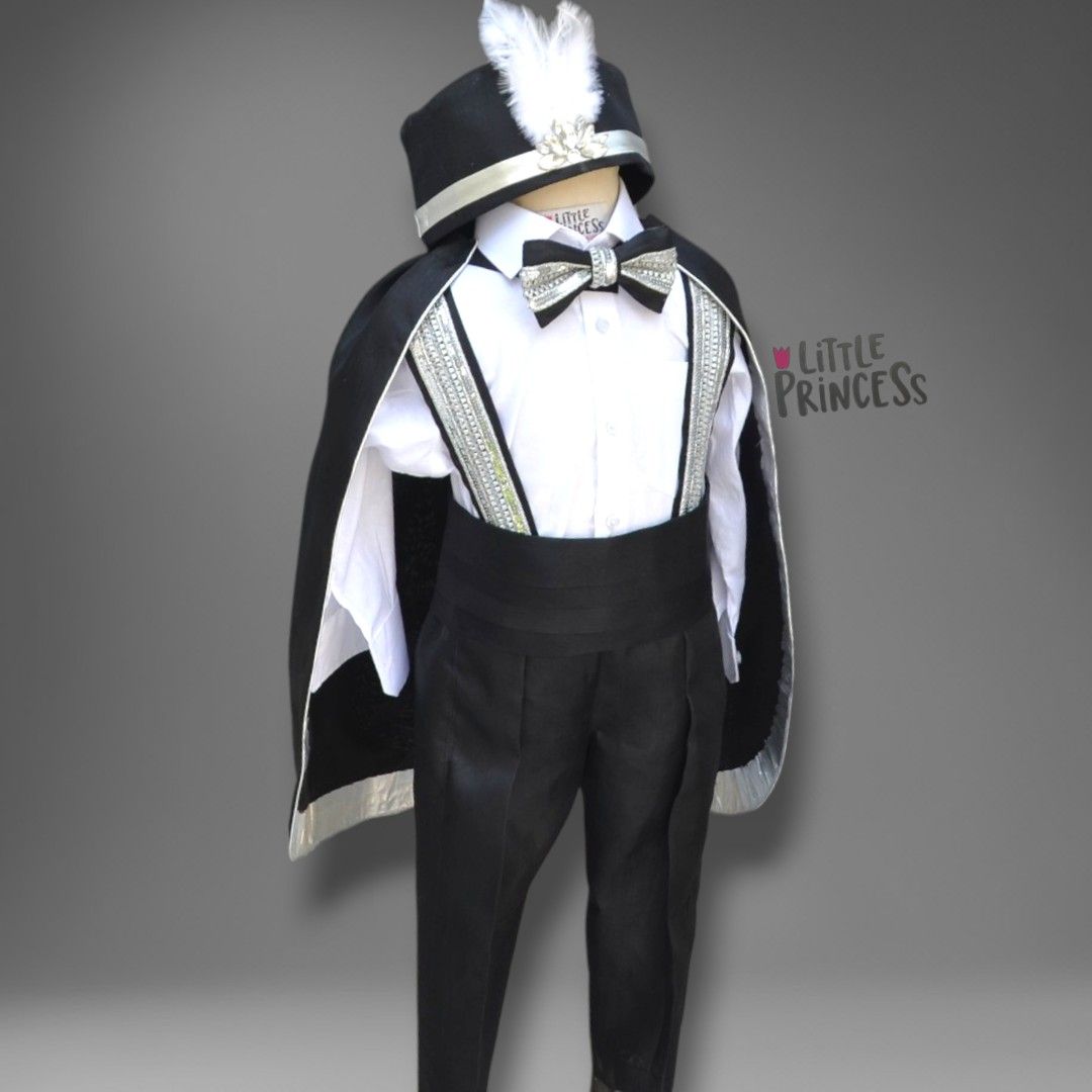 Black Sultan Dress – handmade boys outfit, silk and uniform fabric shirt, made to order in Pakistan