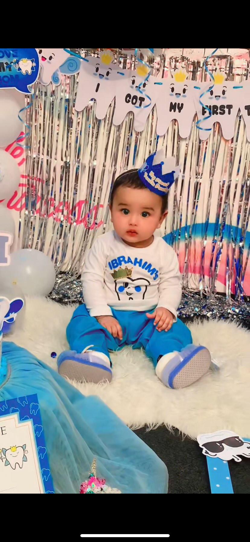 First Tooth Boy Outfit (Winters) – handmade boys outfit, cotton shirt with silk pants, made to order in Pakistan